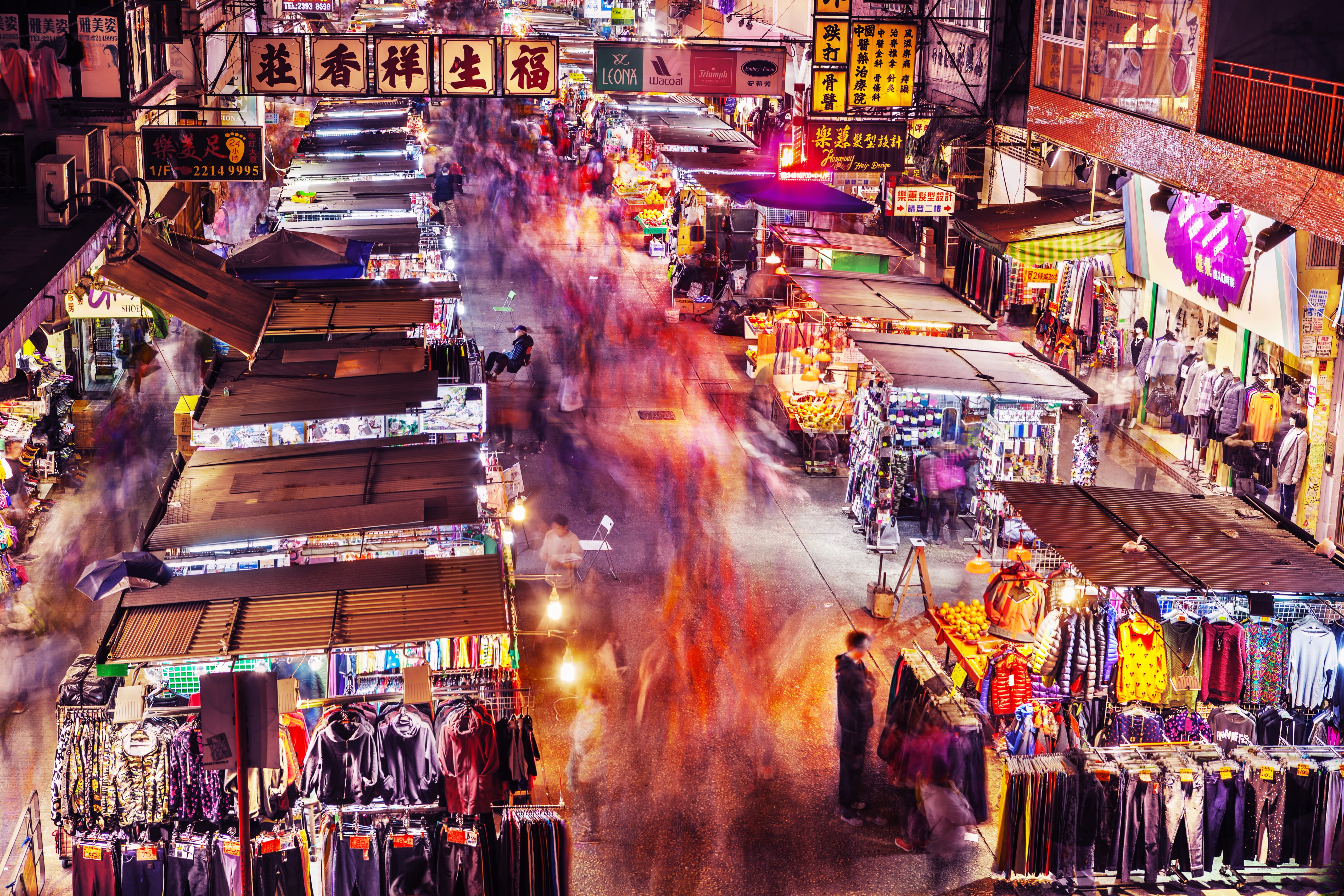 building exterior, time, market, motion, celebration, clothes, architecture, crowd, people shopping, shop, people, 5K, market stall, city street, blurred motion, HD Wallpaper