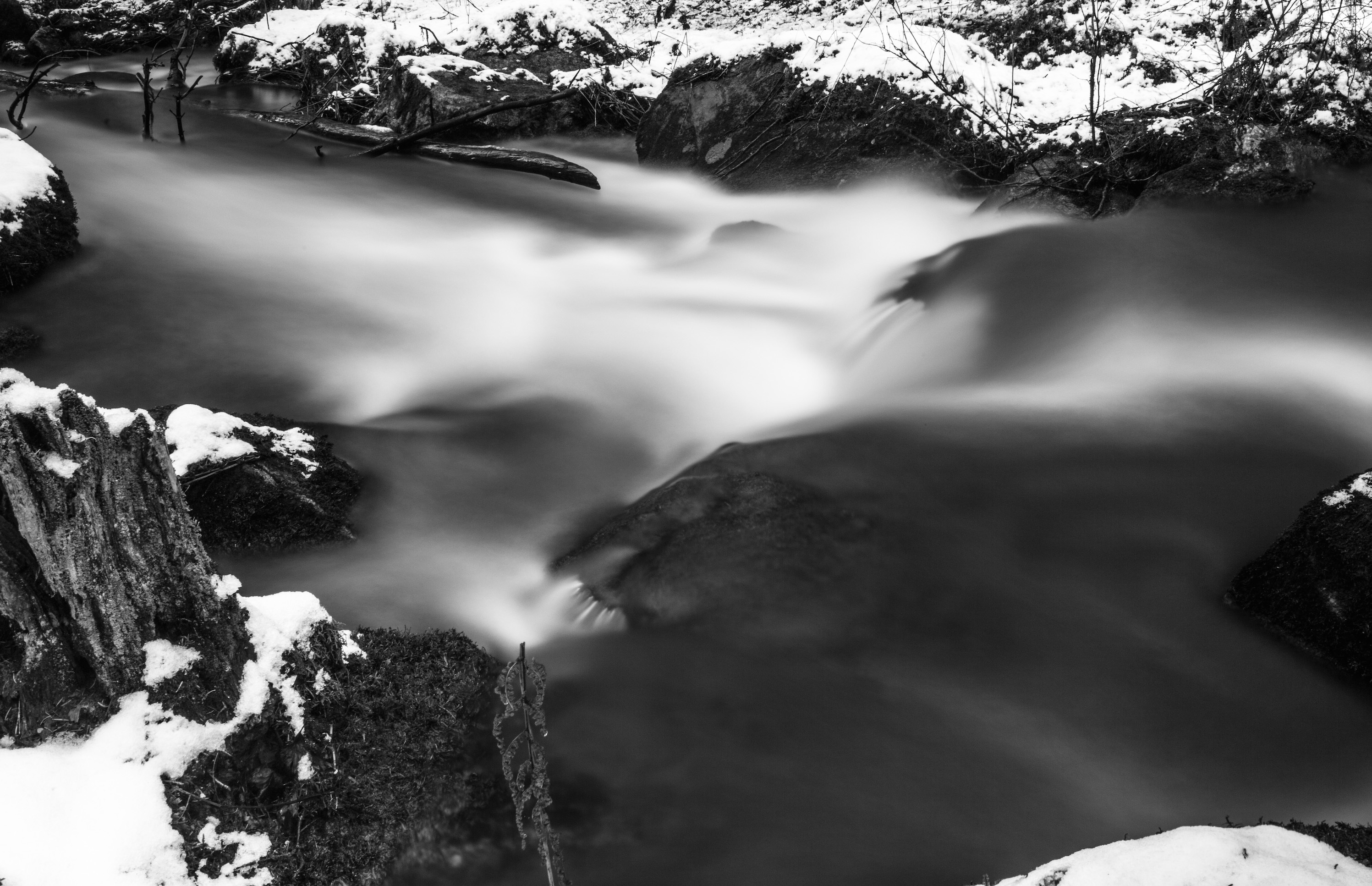 power in nature, cold temperature, flowing, sweden, rock - object, winter, no people, rock, day, plant, motion, stream - flowing water, solid, outdoors, HD Wallpaper