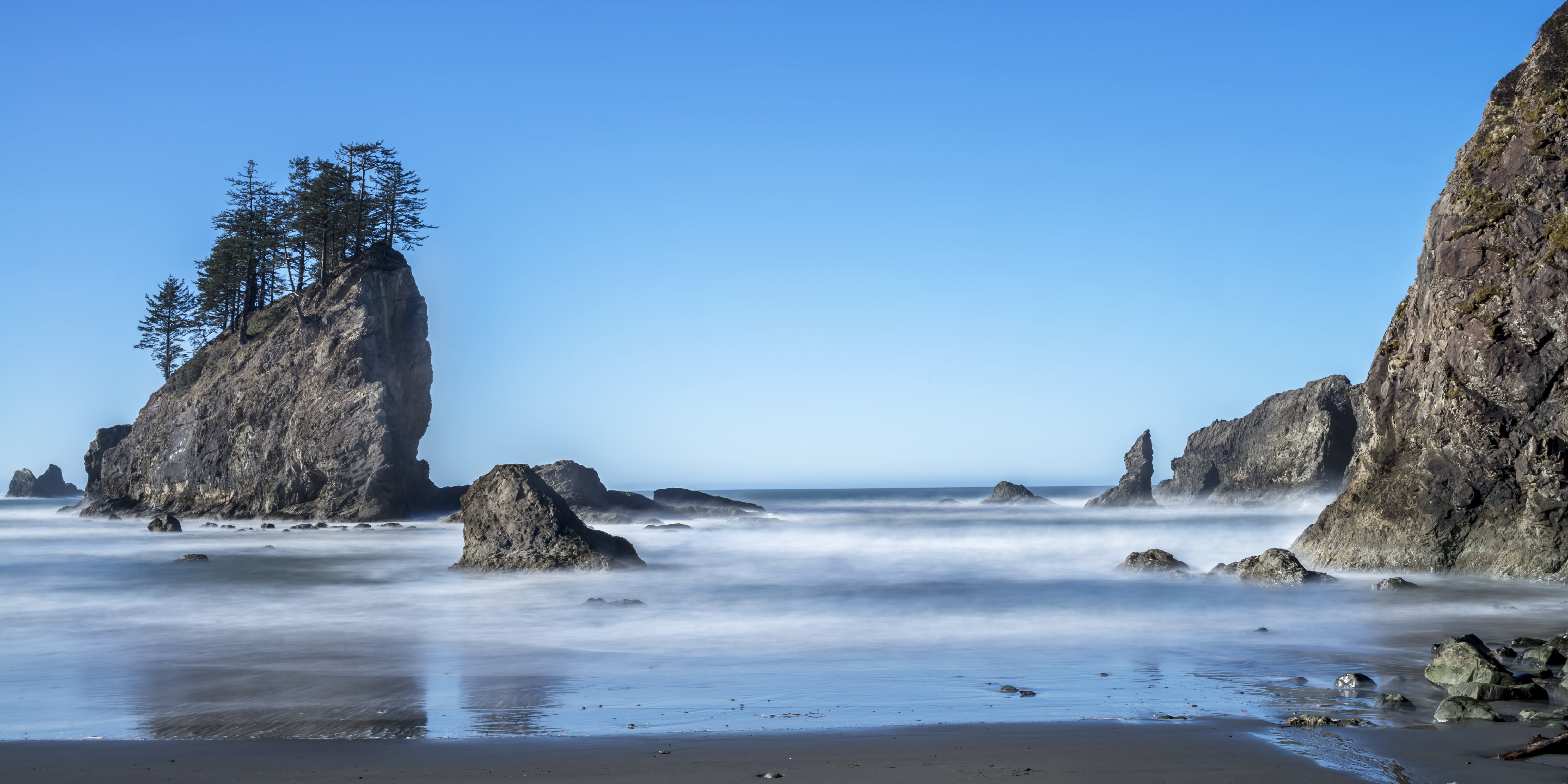 tide, travel, stack rock, pacific, scenics - nature, destination, daytime, island, bluff, pacific coastline, rock formation, nature, motion, tranquility, HD Wallpaper