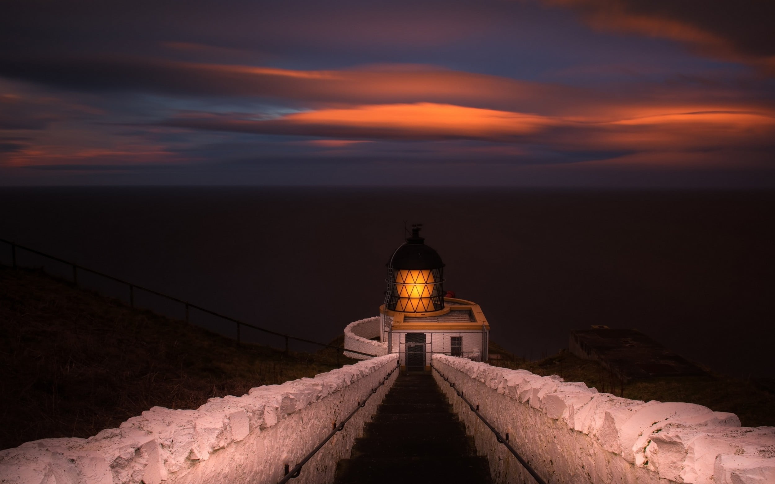 cloud - sky, direction, building exterior, post, spirituality, lamp, 1080P, wall, concrete, dome, building, history, fence, sea, night, sunset, religion, HD Wallpaper