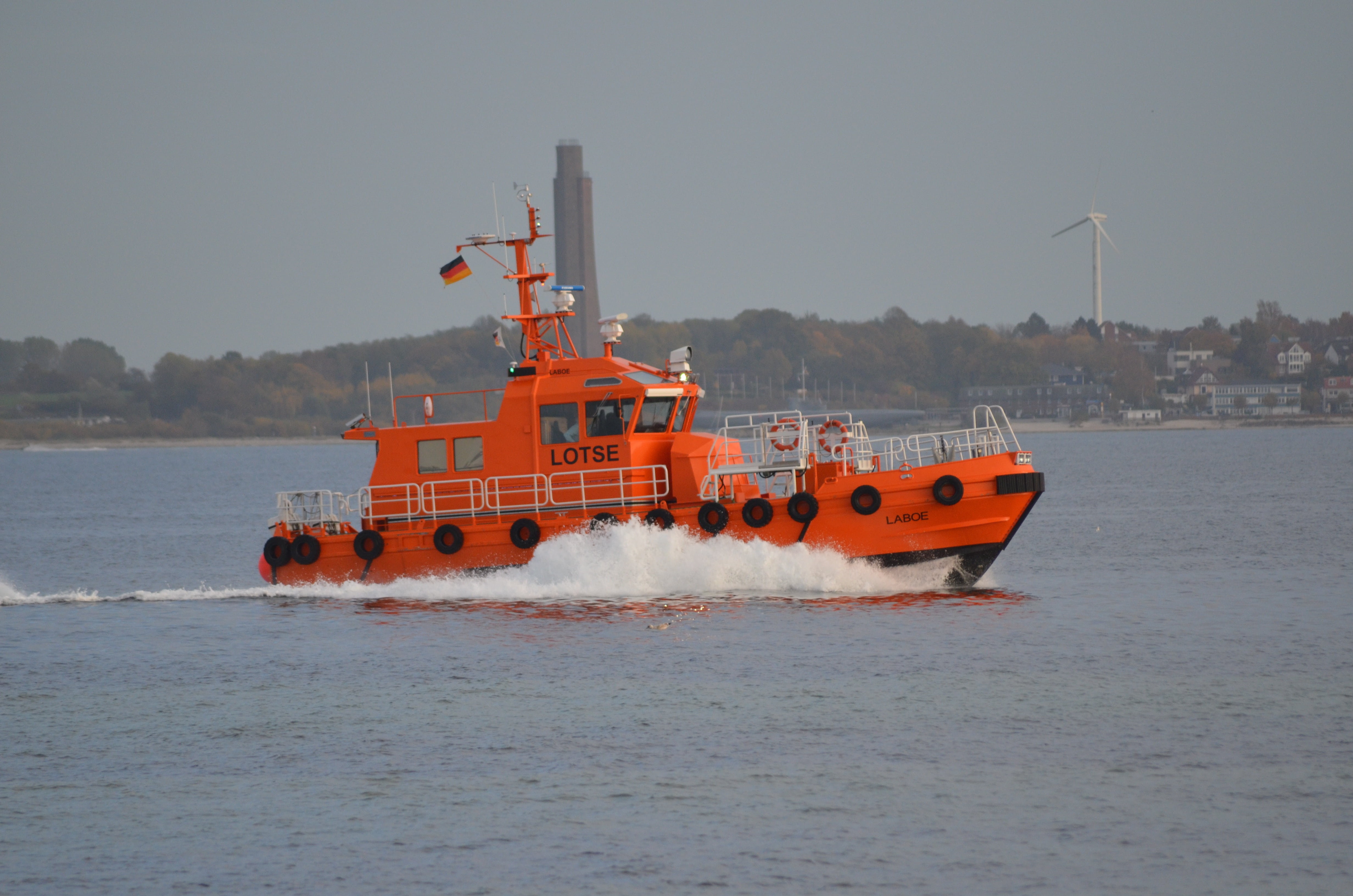 kiel, nature, clear sky, mode of transportation, port, orange color, ship traffic, waterfront, security, strande pilot boat, sea, outdoors, shipping, baltic sea, HD Wallpaper