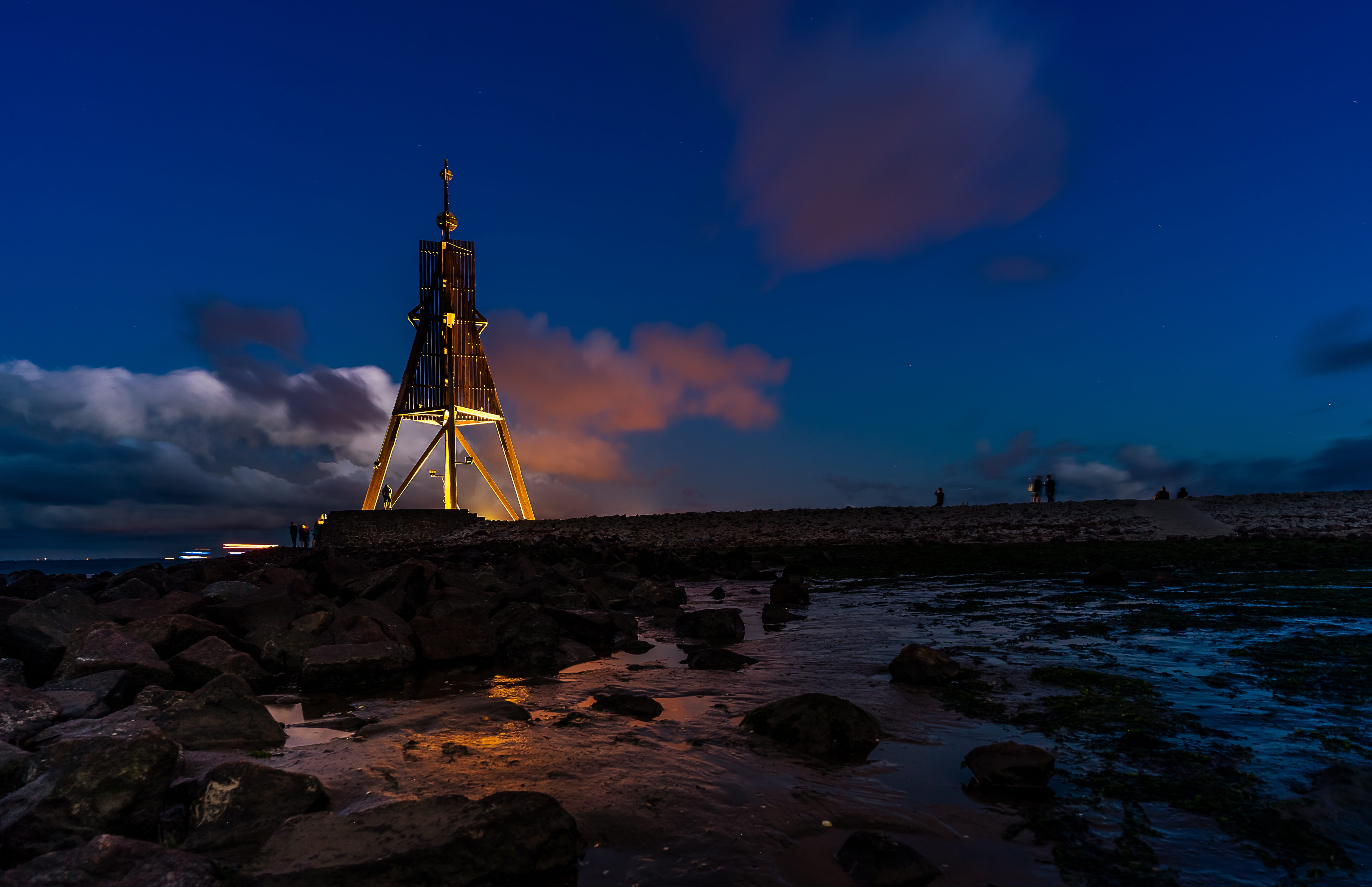 scenics - nature, architecture, screen background, nature, blue, lighthouse, long exposure, sky, places of interest, rock, built structure, 5K, sea, stones, HD Wallpaper