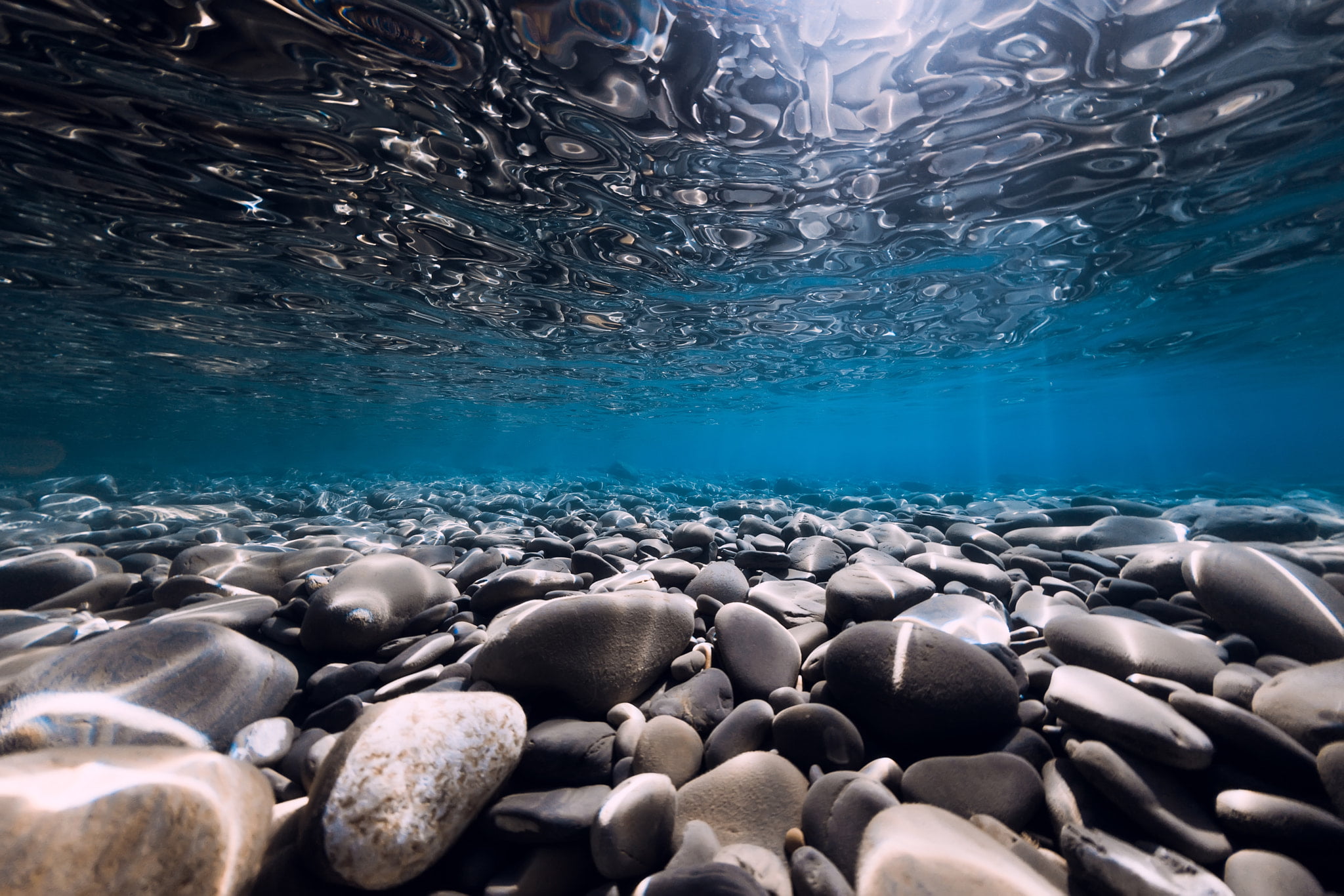 1080P, water, sea, outdoors, stones, underwater, HD Wallpaper