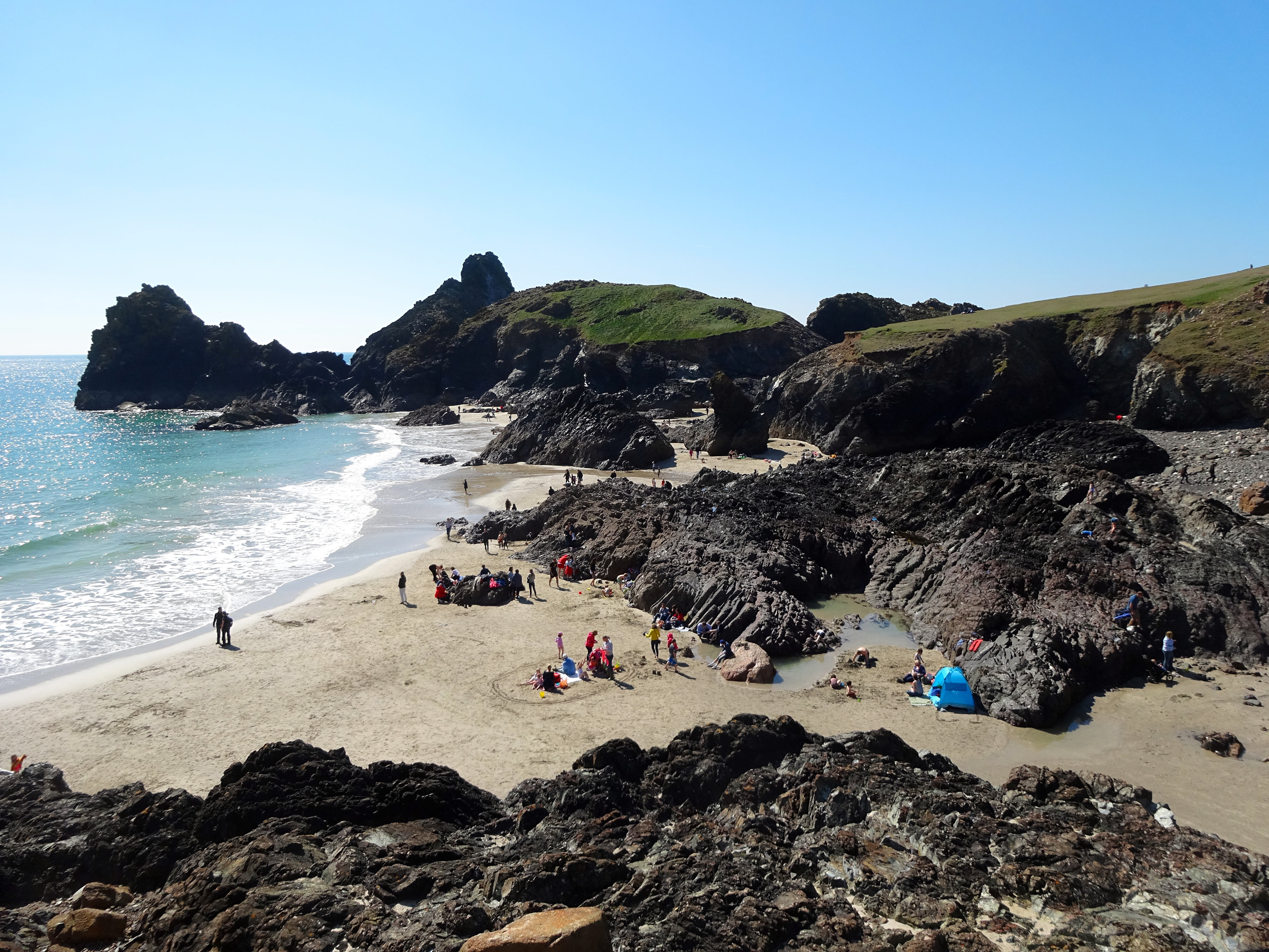 solid, sea, united kingdom, leisure activity, outdoors, nature, coast, vacations, cornwall, holiday, booked, rock, england, beach, rock - object, land, HD Wallpaper