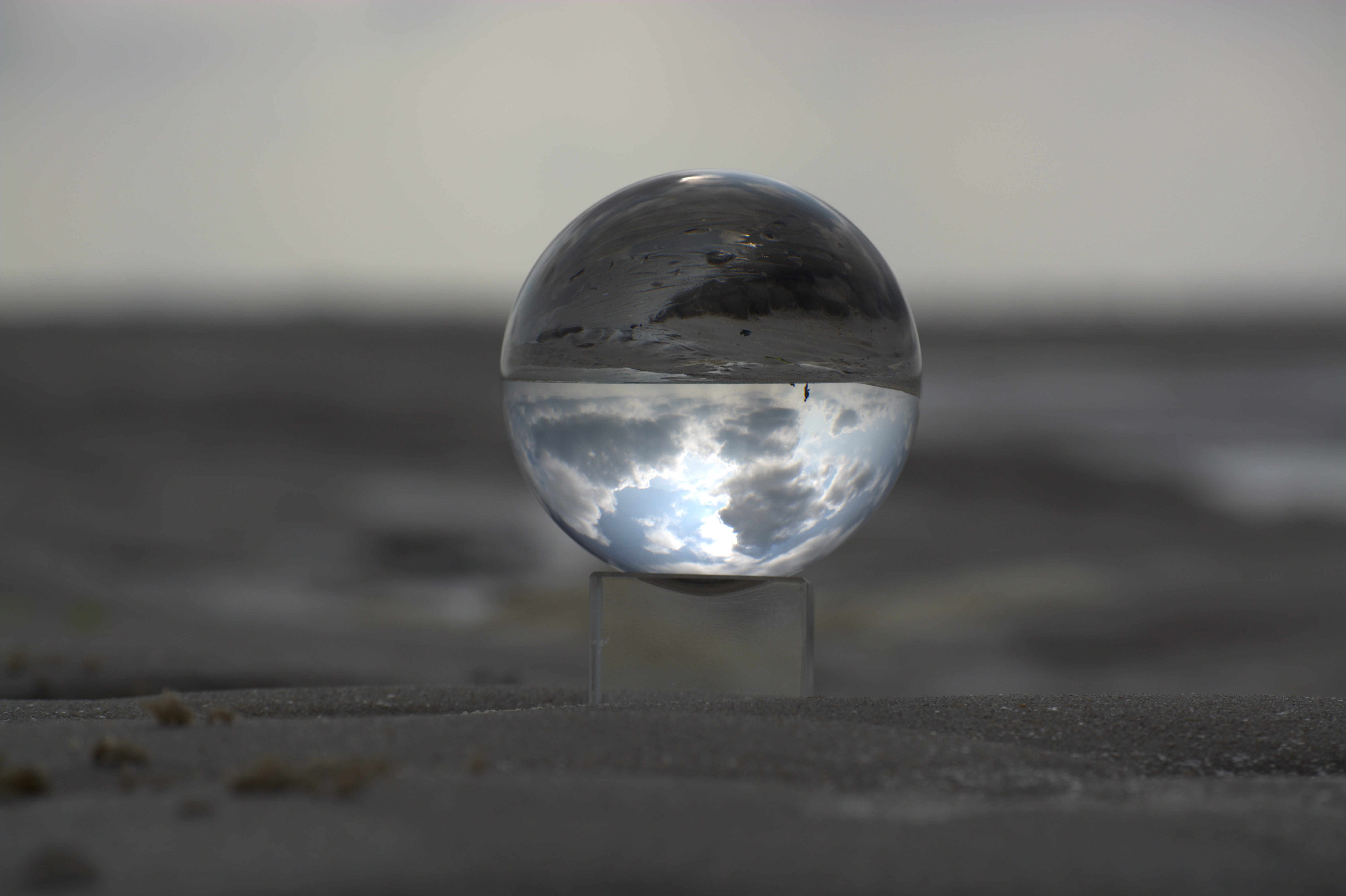 water, beauty in nature, photo effect, day, glass - material, texel, outdoors, wadden sea, sea, landscape, 5K, globe image, crystal ball, view, no people, HD Wallpaper