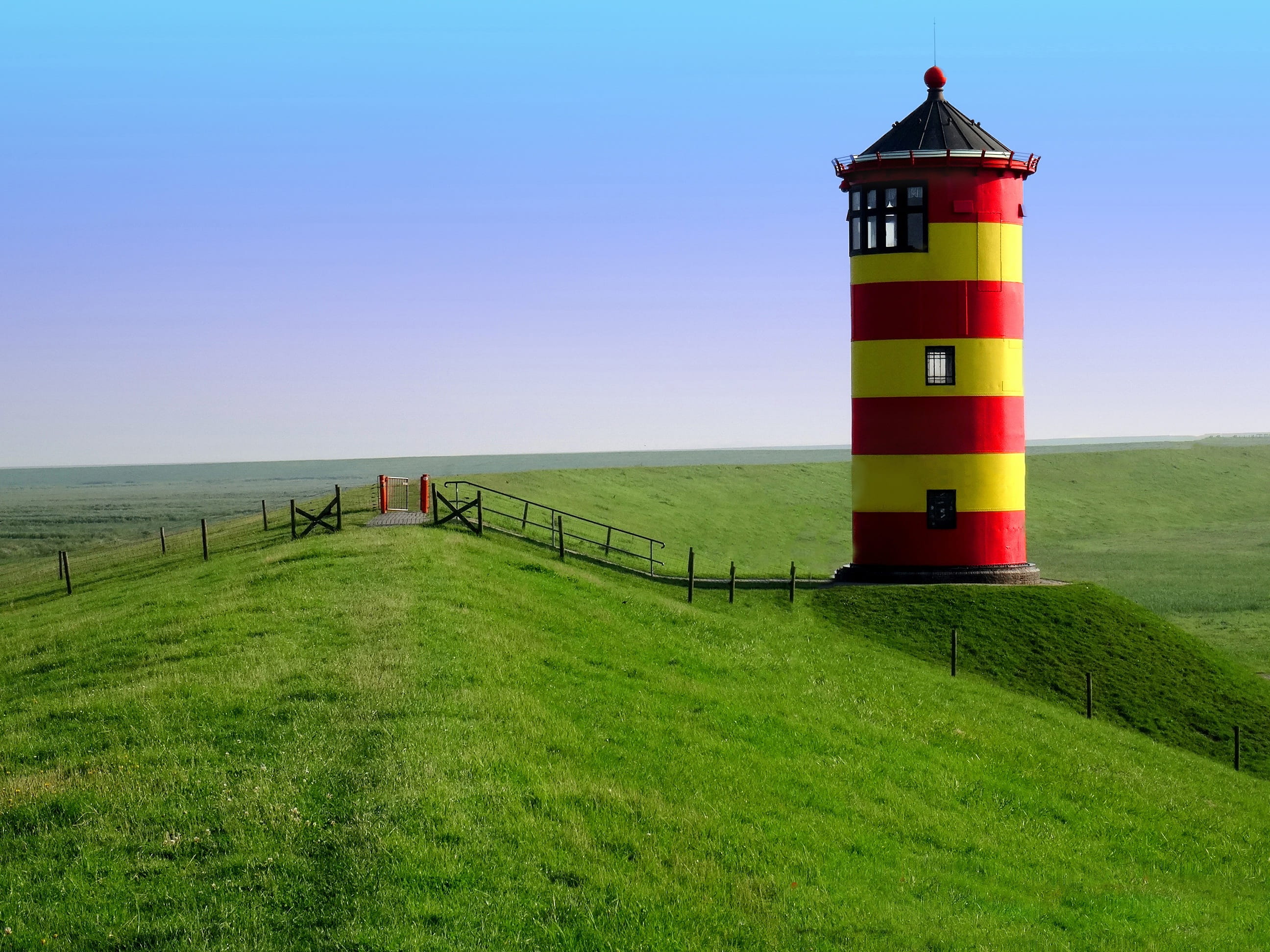 East Frisia, 2K, environment, scenics - nature, nature, water, field, guidance, direction, clear sky, building exterior, no people, tranquility, pilsum, HD Wallpaper