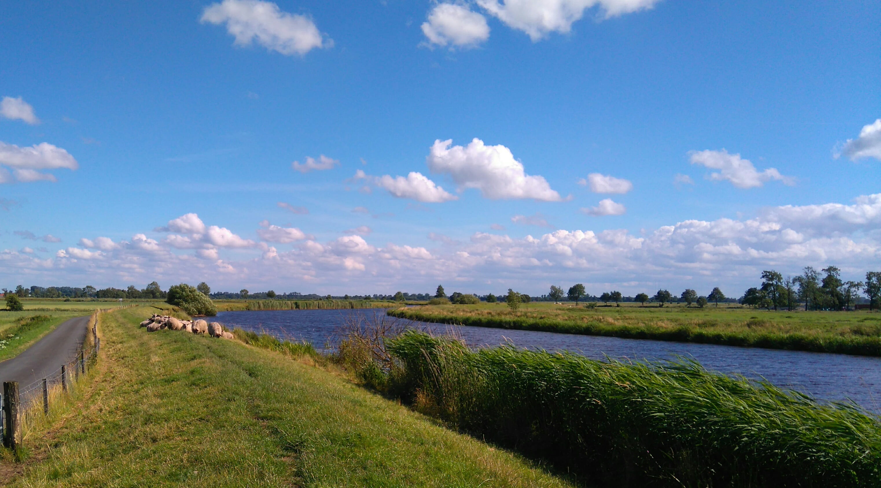 cloud - Sky, agriculture, Dike, land, scenics, outdoors, tranquil scene, sky, East Frisia, environment, plant, non-Urban Scene, water, rural Scene, Landscape, HD Wallpaper
