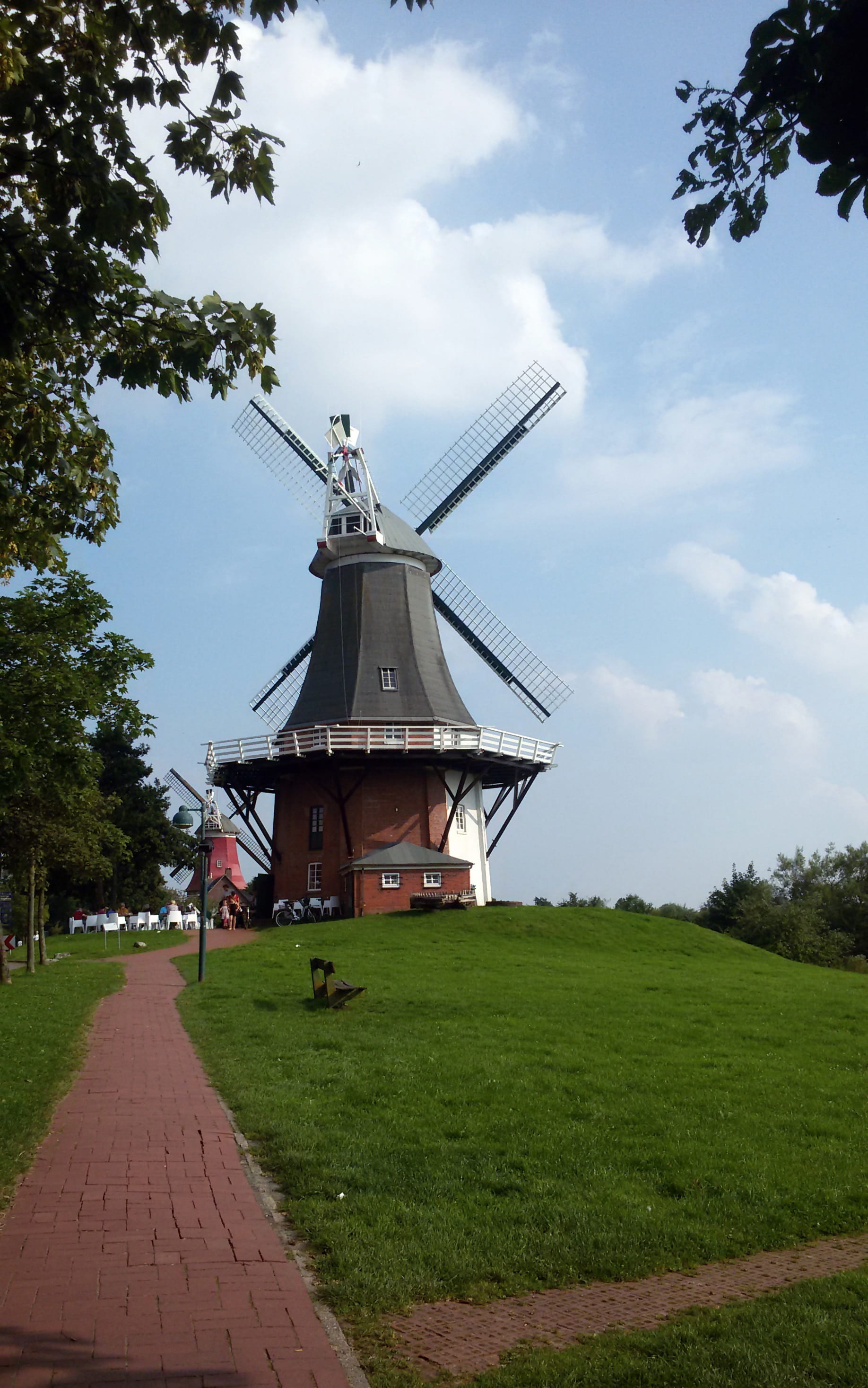 outdoors, renewable energy, Holiday, northern germany, tree, sky, environment, wind turbine, traditional windmill, day, 2K, architecture, diminishing perspective, Phone HD Wallpaper