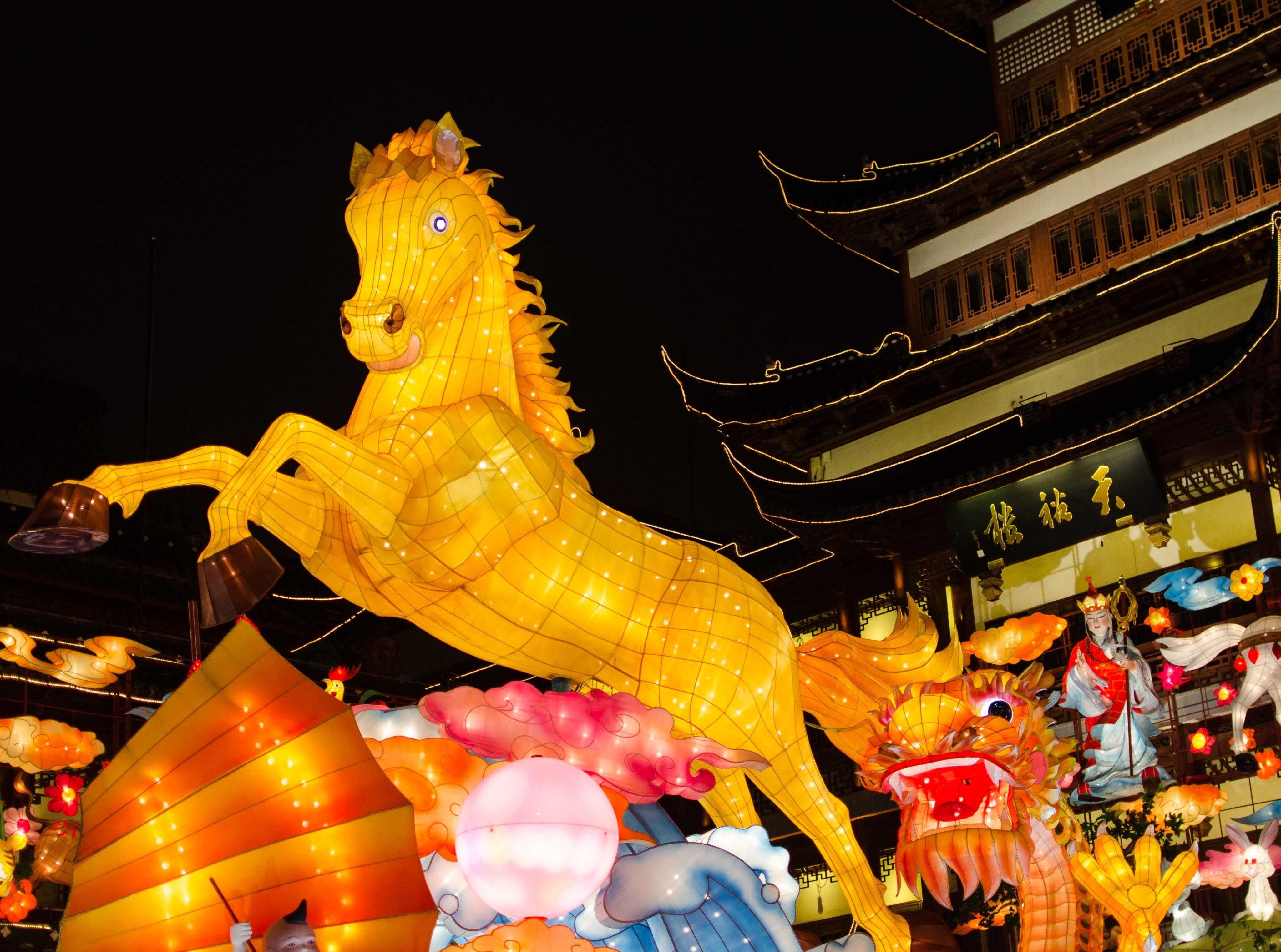 built structure, yu garden, spirituality, illuminated, chinese lantern festival, architecture, decoration, building, building exterior, Chinese, belief, HD Wallpaper