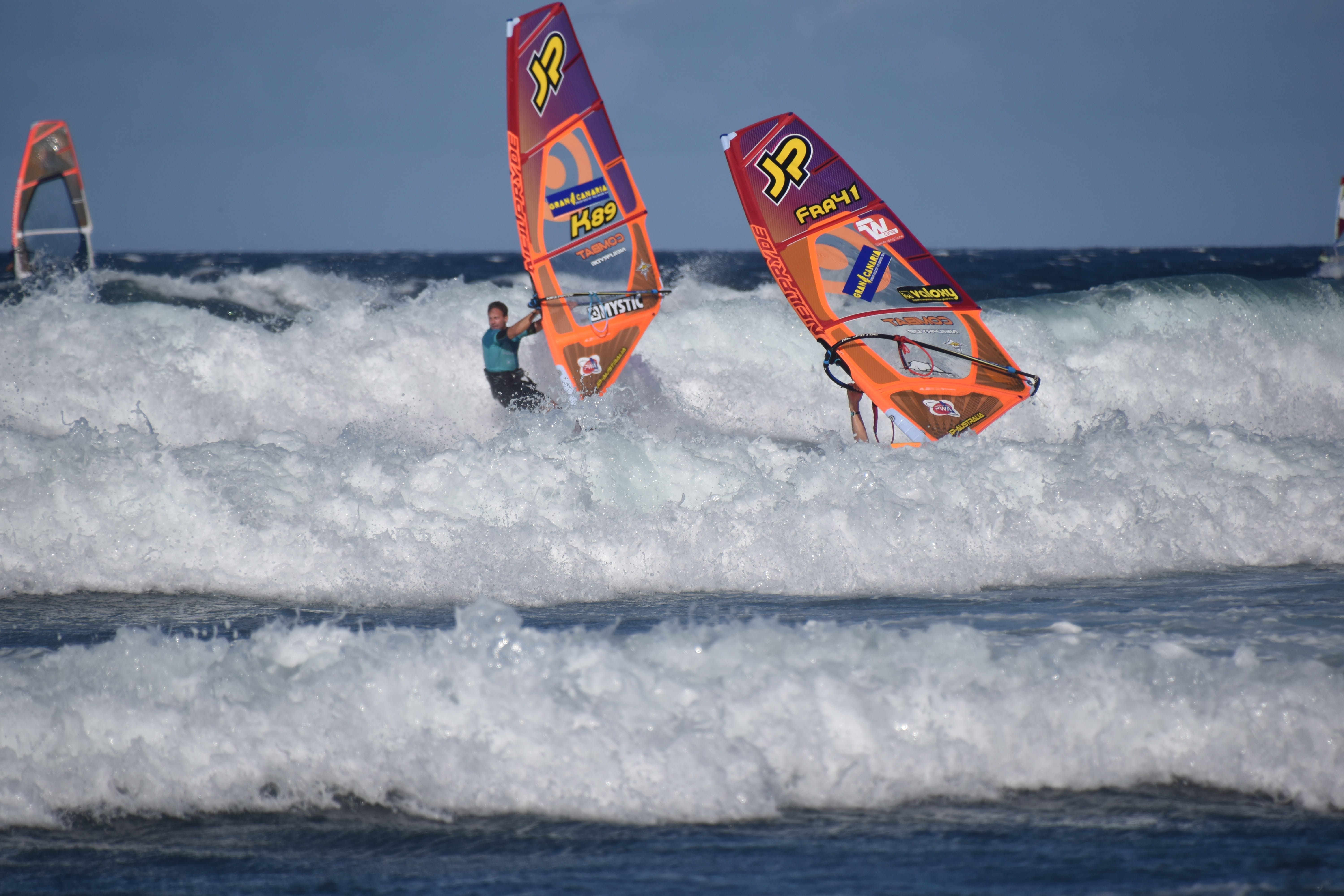 horizon over water, wind waves, wave, people, beauty in nature, Windsurfing, extreme Sports, day, surf, pozowinds, skill, action, canaria, sports, water, HD Wallpaper