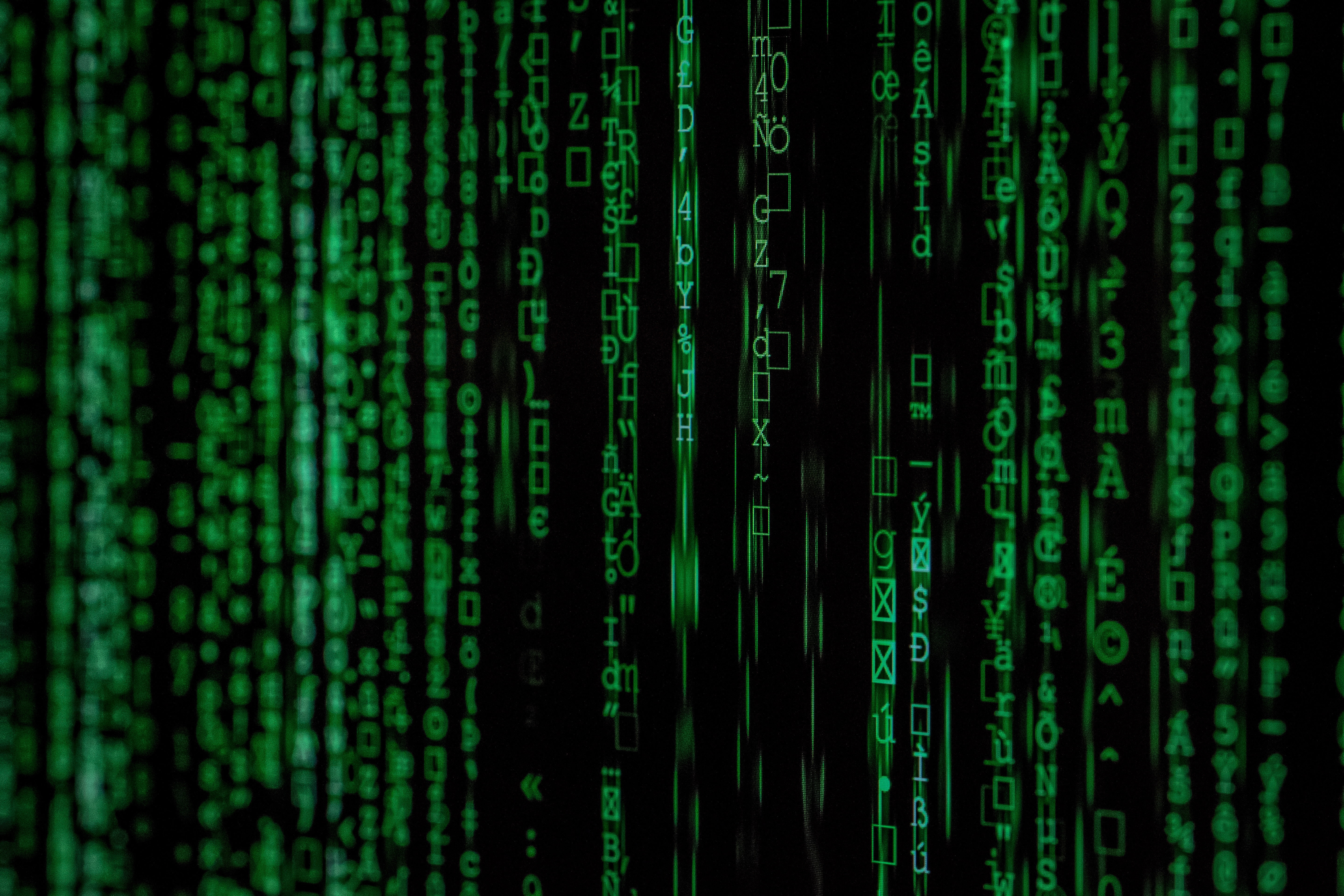 abstract, dark, number, communication, code, 4k, flowing, connection, technology, green color, computer hacker, science, backgrounds, digital display, coding, HD Wallpaper