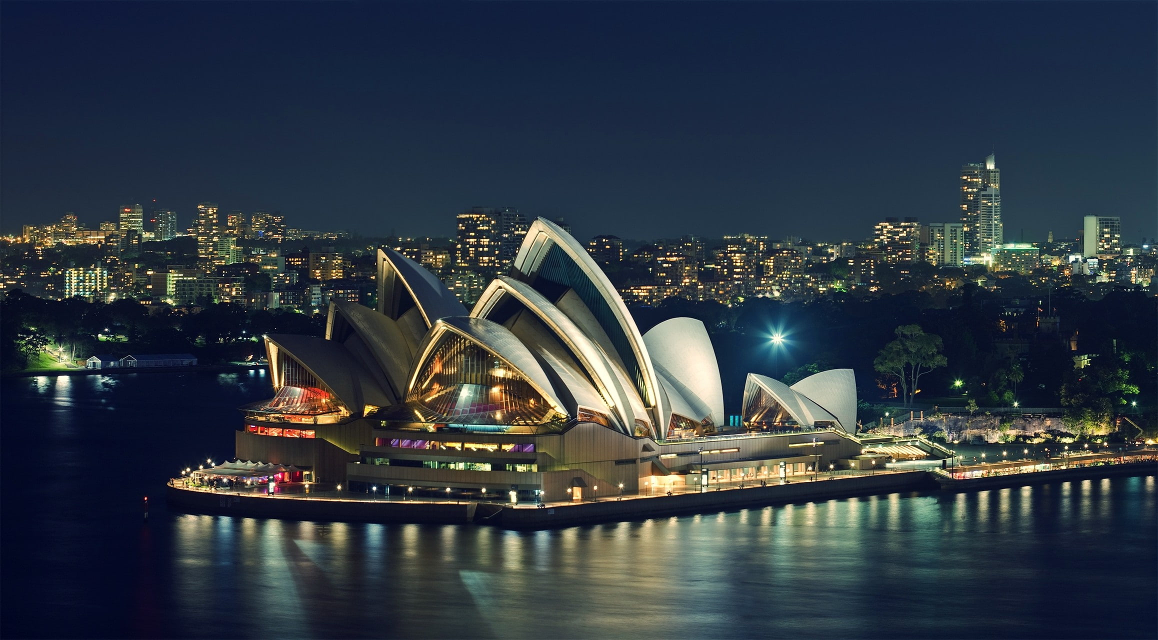 Sydney Opera House, night, sea, city, Sydney, 1080P, HD Wallpaper