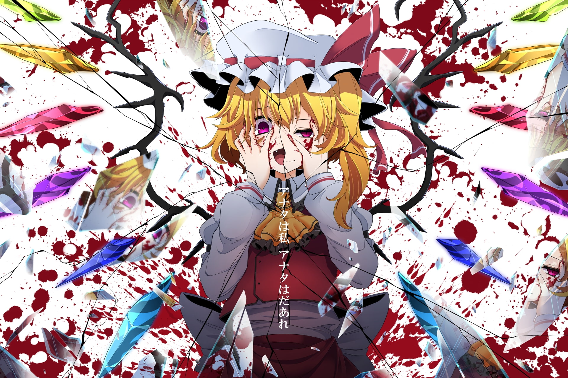 wall - building feature, low angle view, craft, blonde, flandre scarlet, broken mirror, festival, mask, backgrounds, human representation, celebration, HD Wallpaper