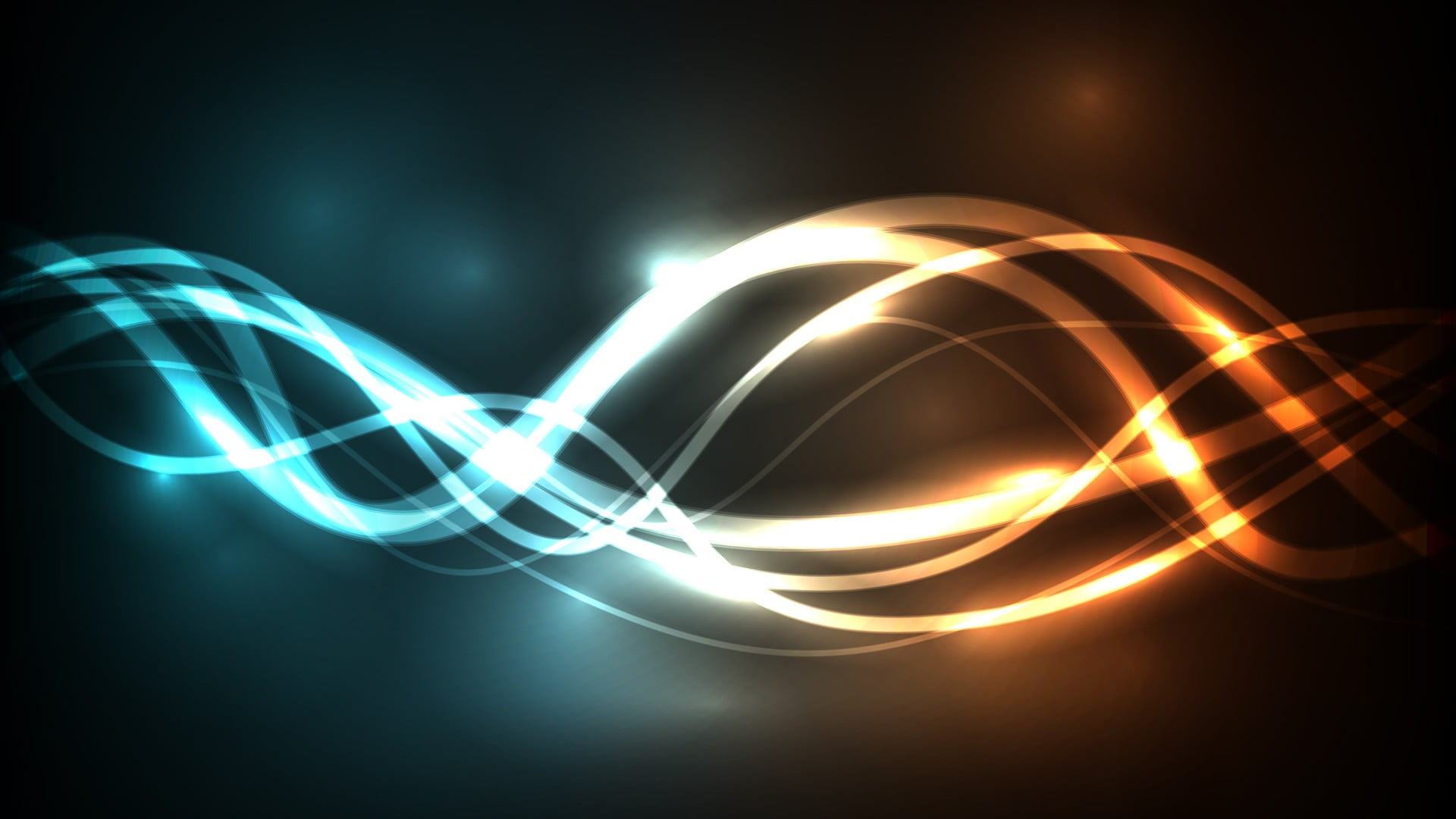 abstract, led, lines, connection, electricity, black background, creativity, light, shape, wave pattern, turquoise colored, colorful, vector, pattern, 1080P, HD Wallpaper