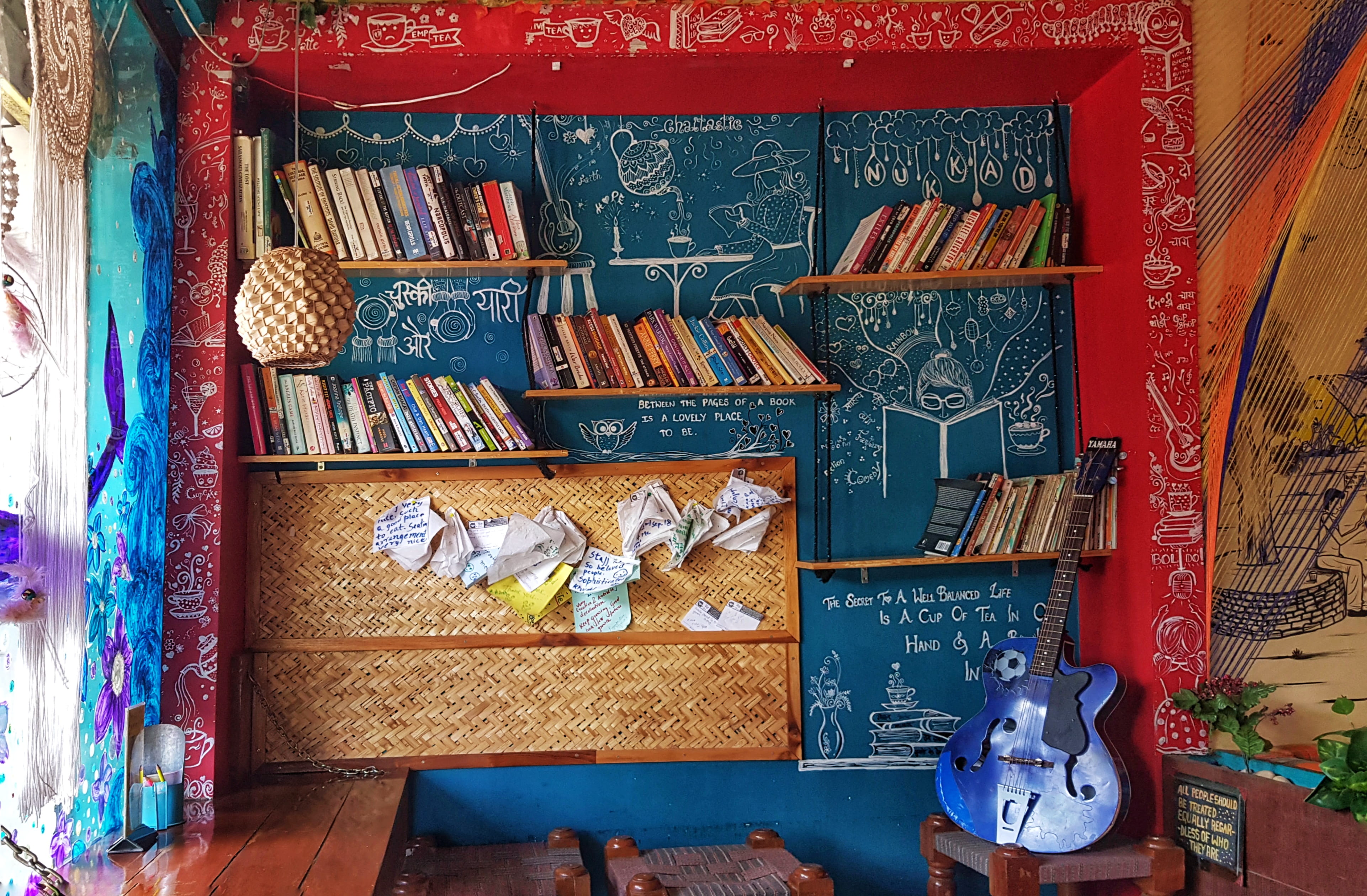 day, blue, container, red, arrangement, shelves, interior design, indoors, publication, art and craft, human representation, for sale, wooden, bookshelf, HD Wallpaper