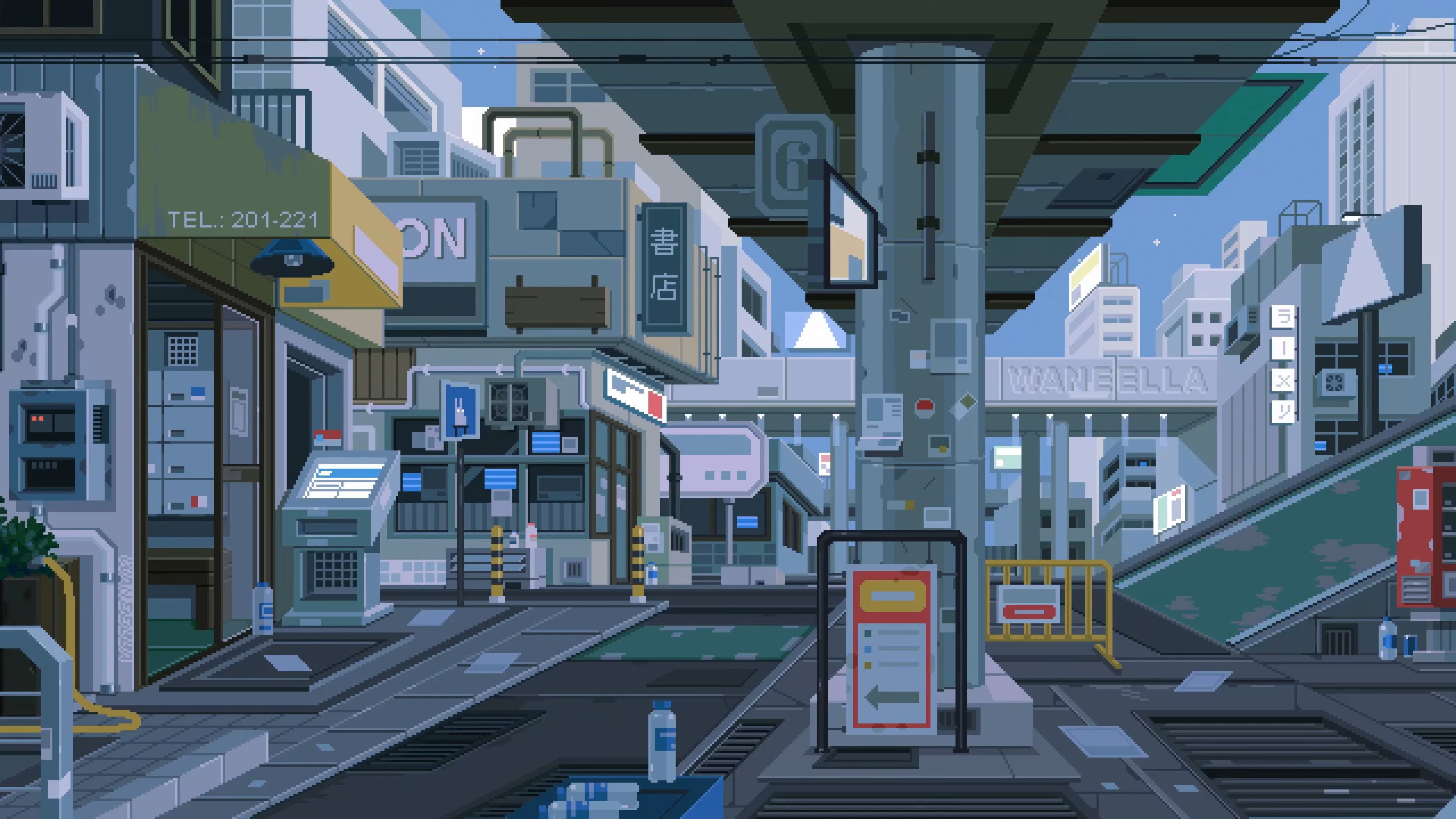 city, 2K, waneella, pixel art, HD Wallpaper