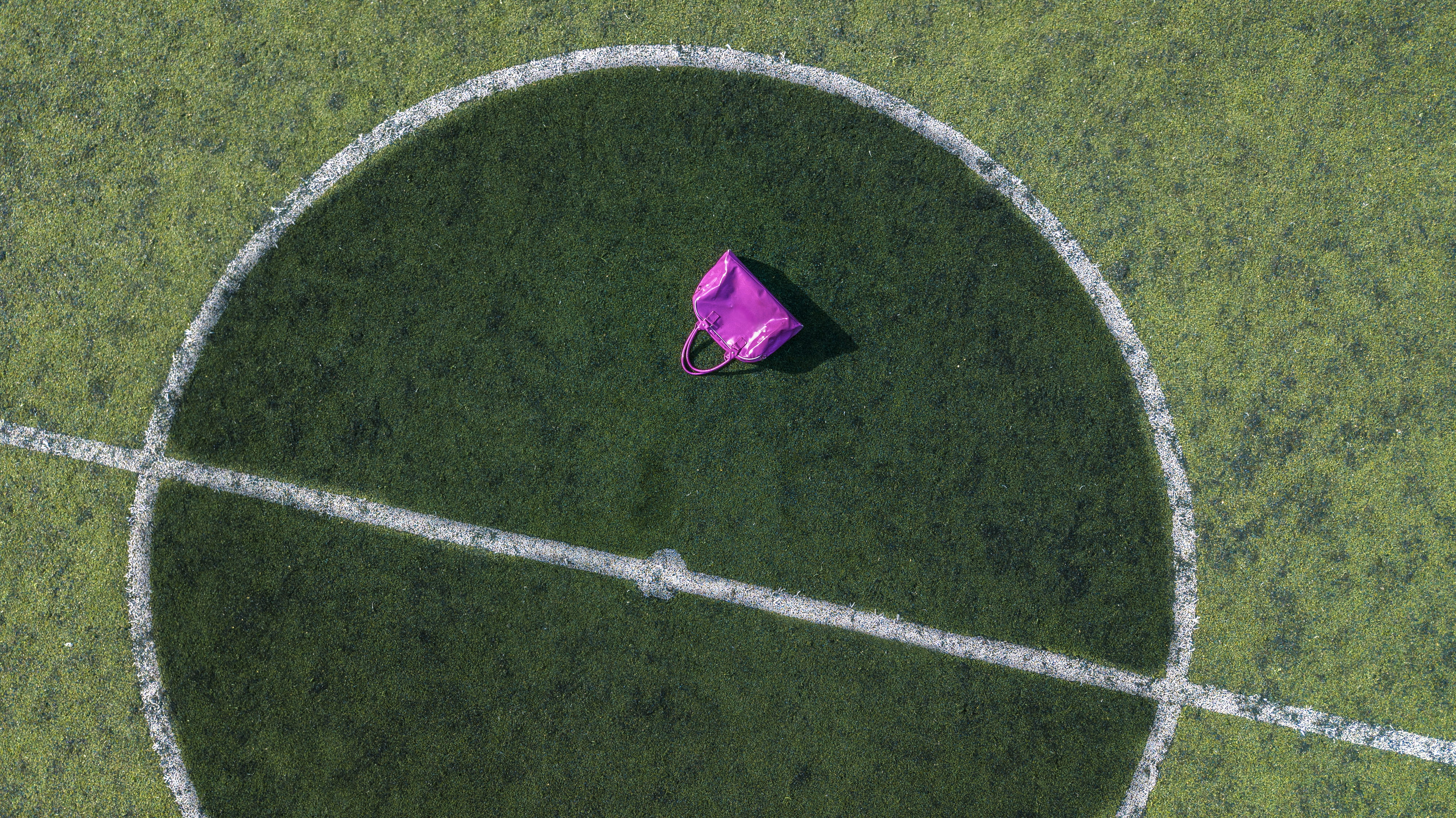 nature, geometric shape, bag, aerial shot, green color, competition, 4K, land, shape, drone footage, plant, high angle view, yard line - sport, soccer, HD Wallpaper