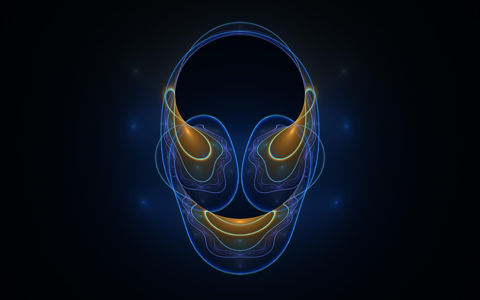 smoke, imagination, 1080P, form, blue, figure, yellow, face, artwork, ellipse, HD Wallpaper