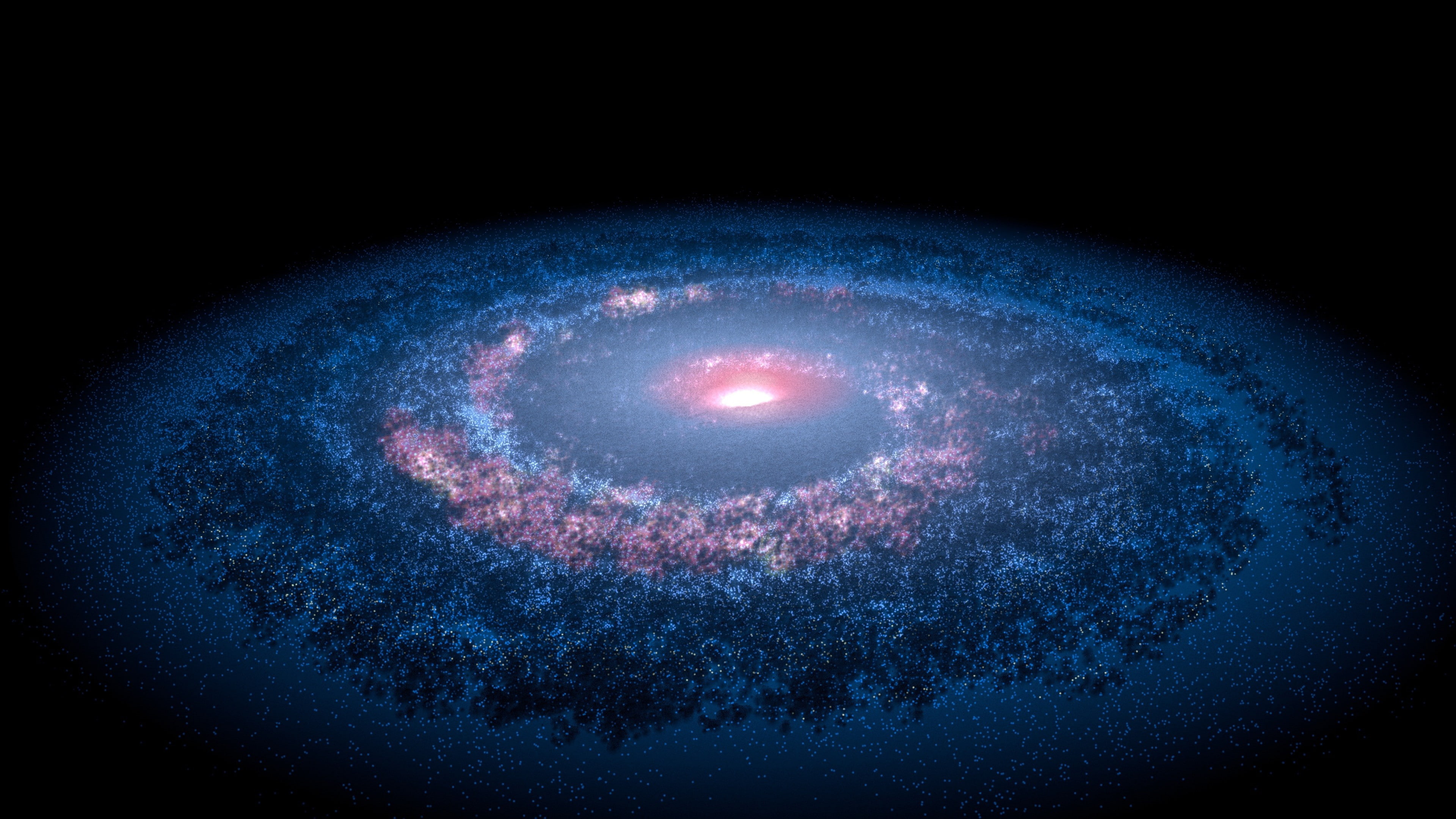 4K, black background, ellipses, Milky Way, digital art, blue, space, universe, HD Wallpaper