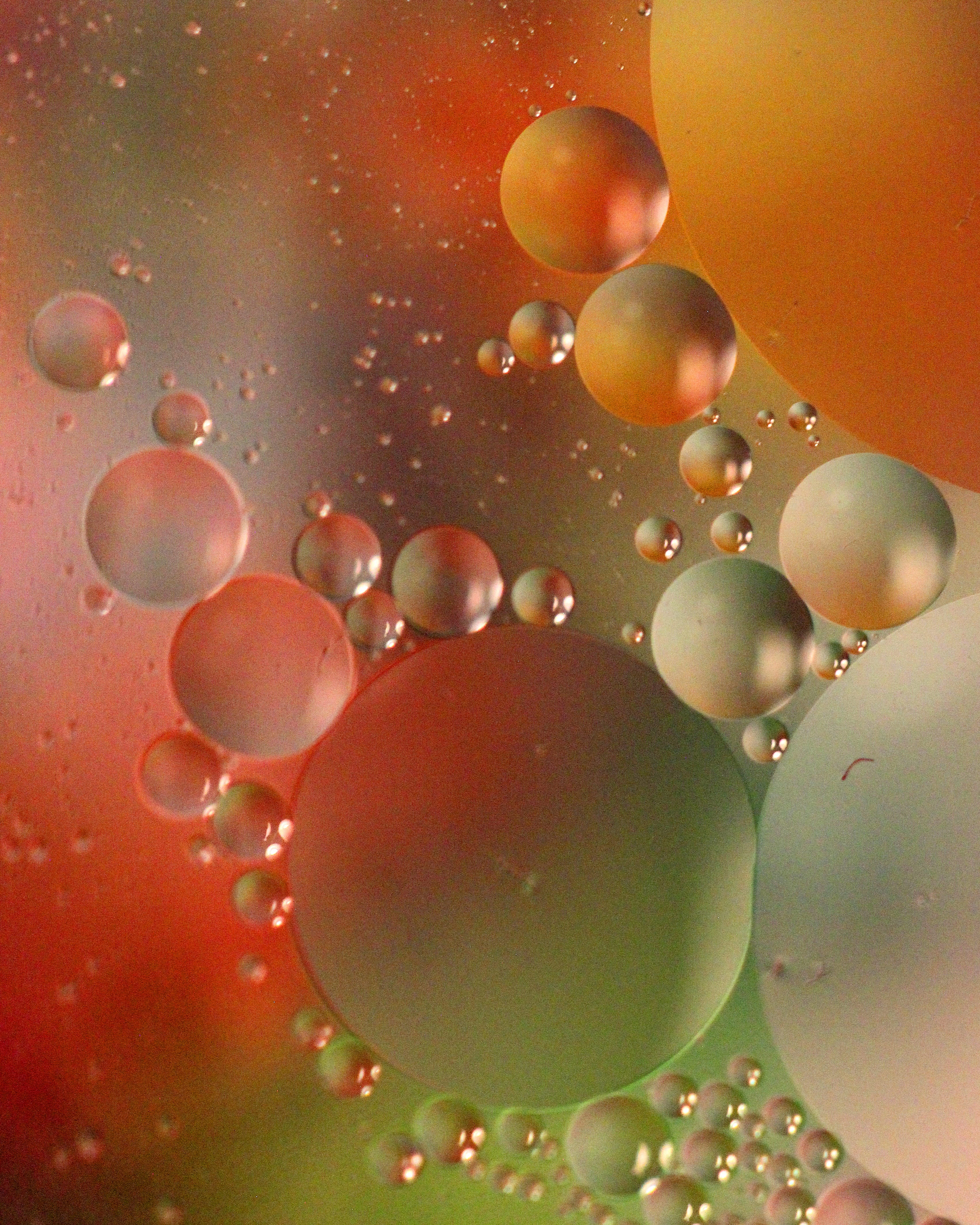 Water, wet, floating, oil, drop, full frame, colourful, mid-air, bubble, geometric shape, water, raindrop, indoors, reflections, abstract, backgrounds, Phone HD Wallpaper