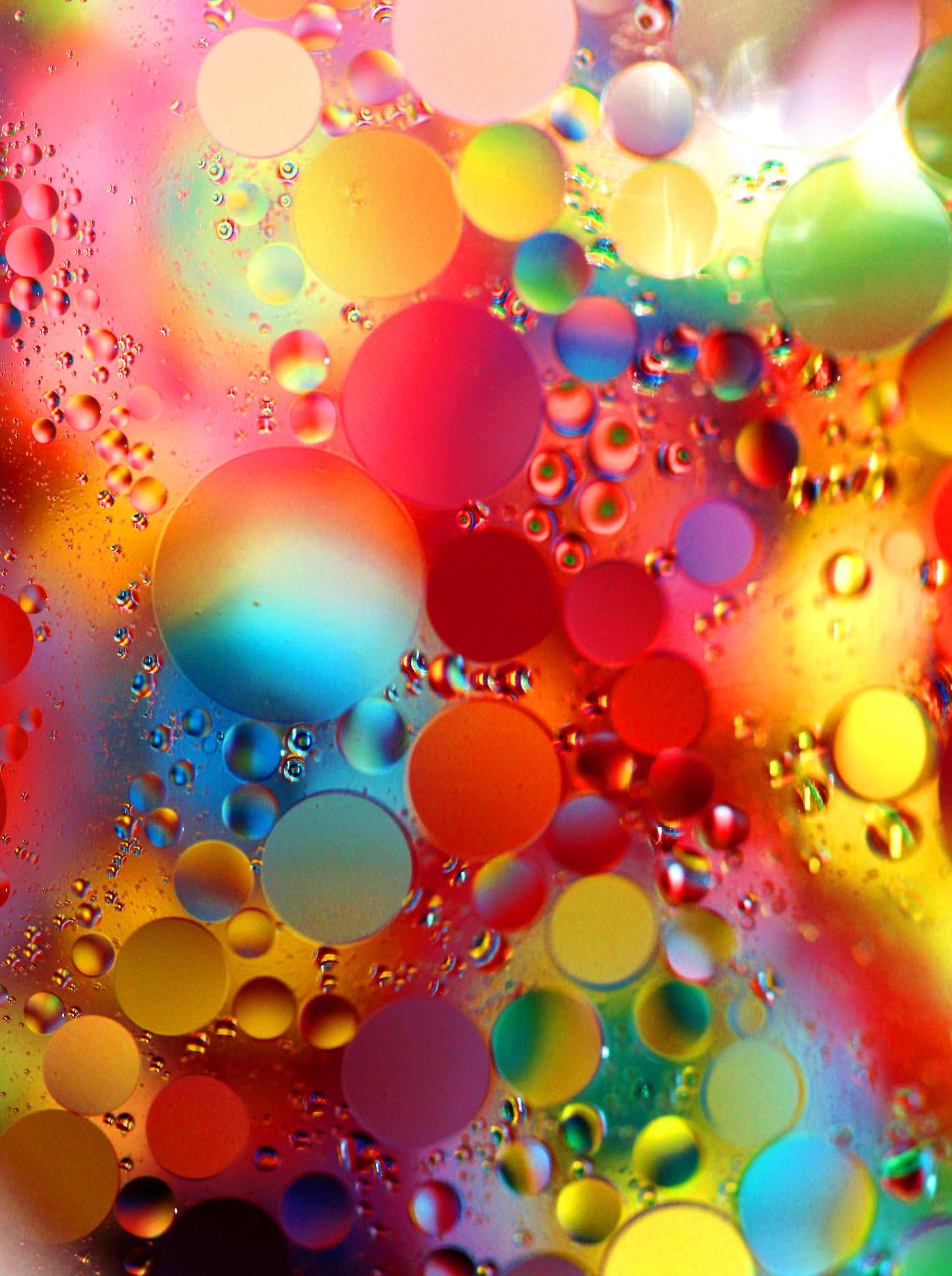 close-up, Drops, water, full frame, nature, 2K, orbs, Macro, indoors, no people, reflections, oil drops, liquid, purple, Oil, wet, drop, shape, backgrounds, Phone HD Wallpaper
