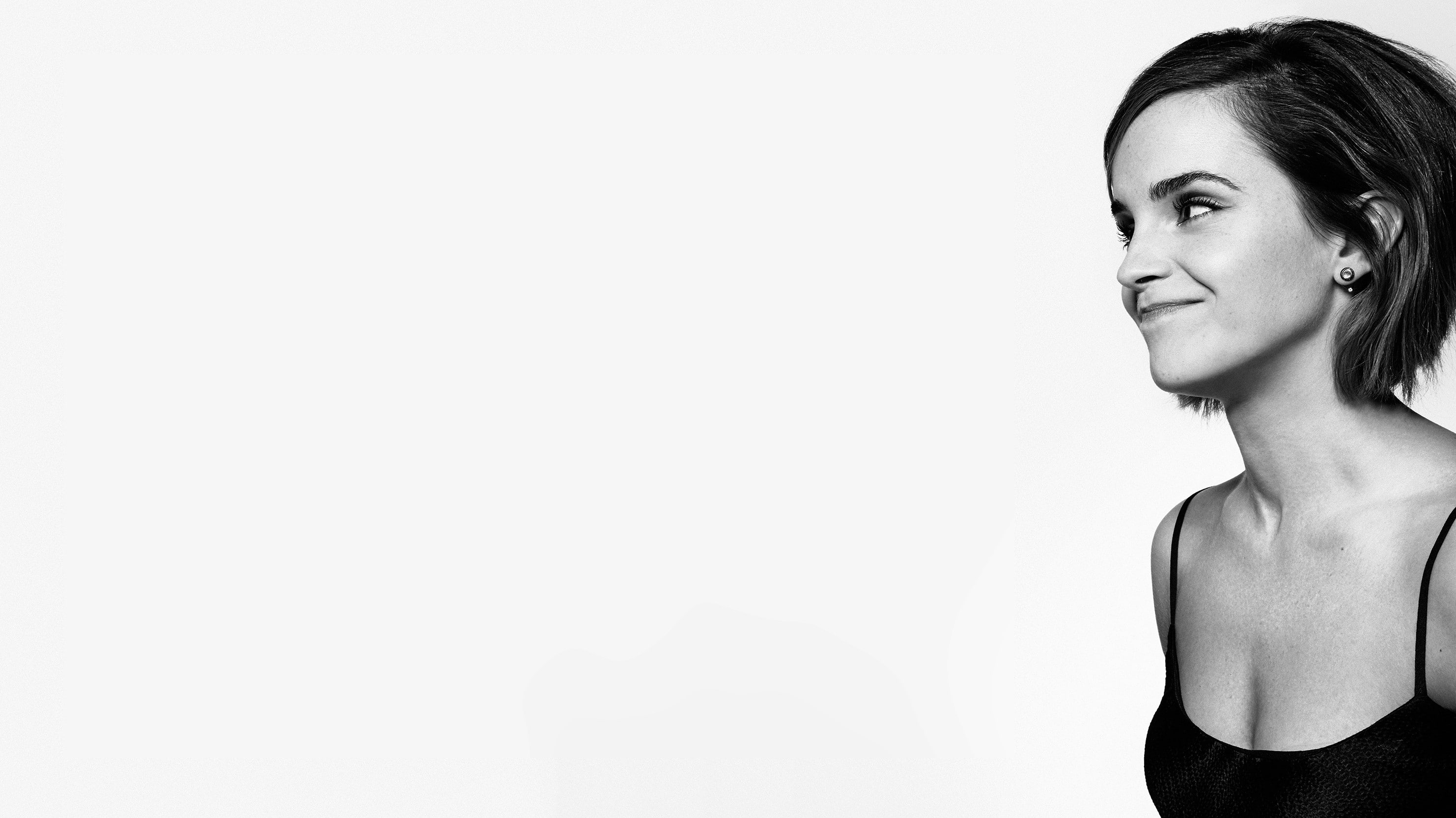 women, Emma Watson, actress, 2K, monochrome, HD Wallpaper