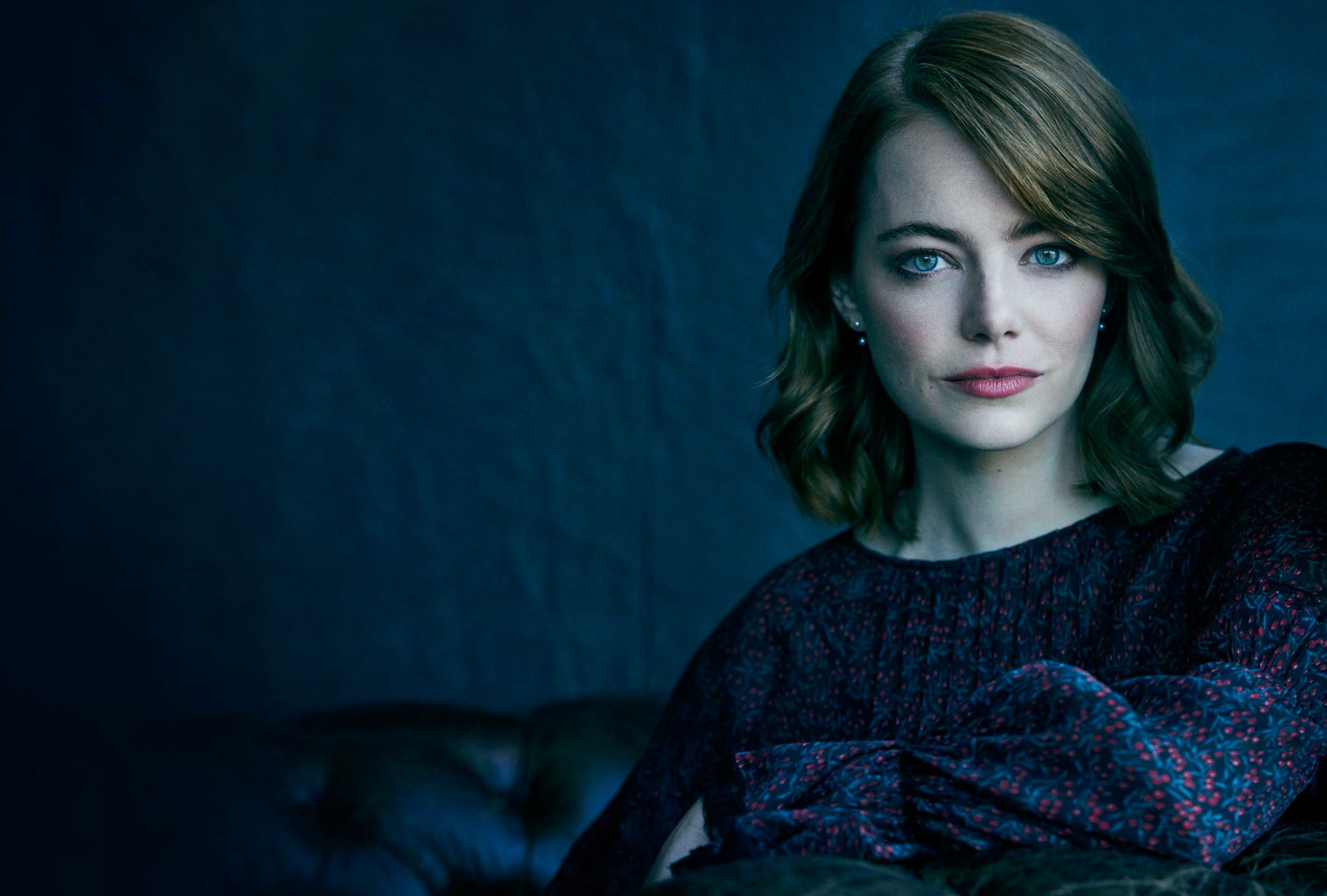 photoshoot, portrait, hairstyle, actress, dress, 1080P, brunette, Matthew Brookes, makeup, InStyle, beauty, Emma Stone, HD Wallpaper