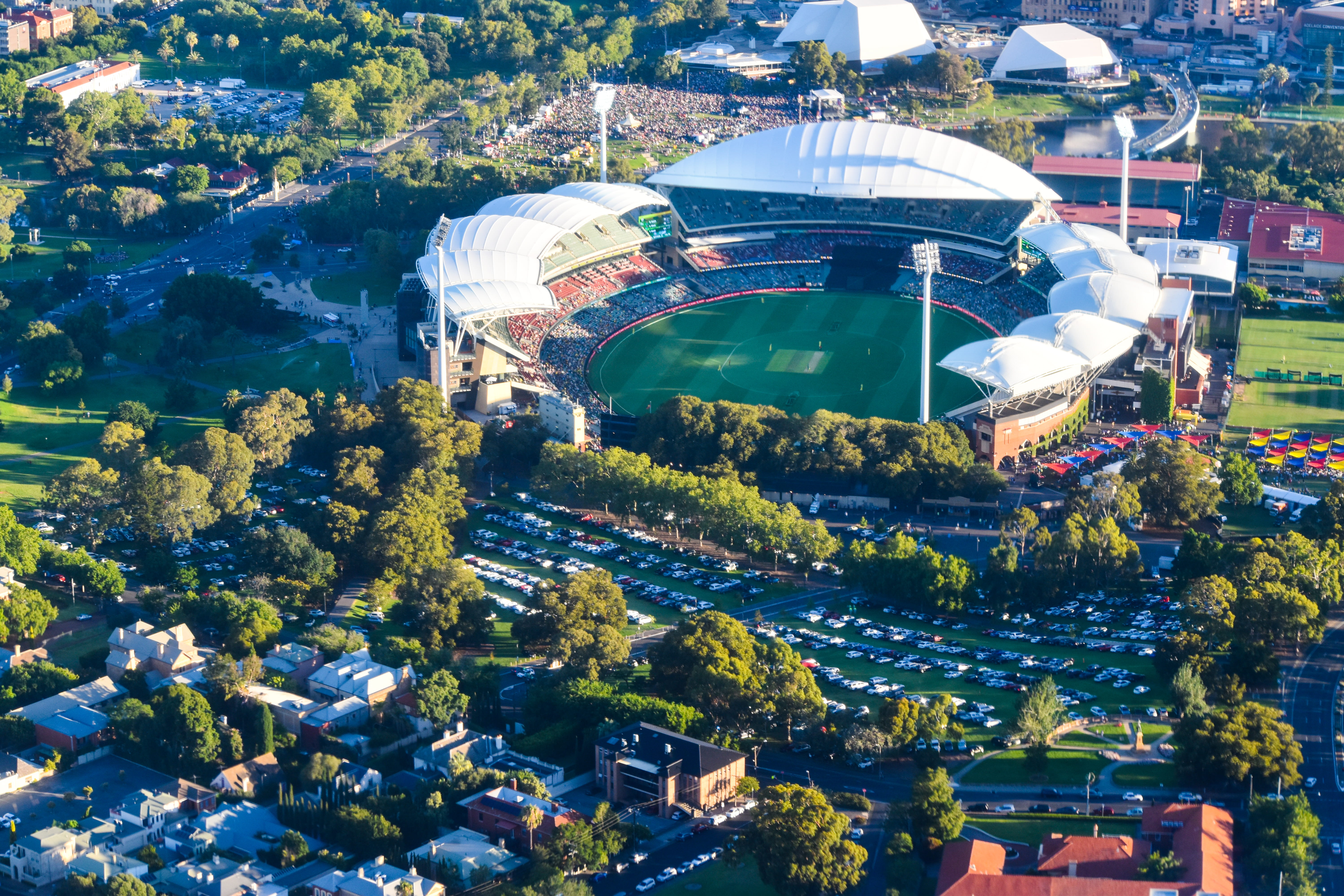 water, plant, north adelaide, 5K, dome, stadium, high angle view, tourism, people, south australia, cityscape, outdoors, aerial, travel, day, sporting, HD Wallpaper