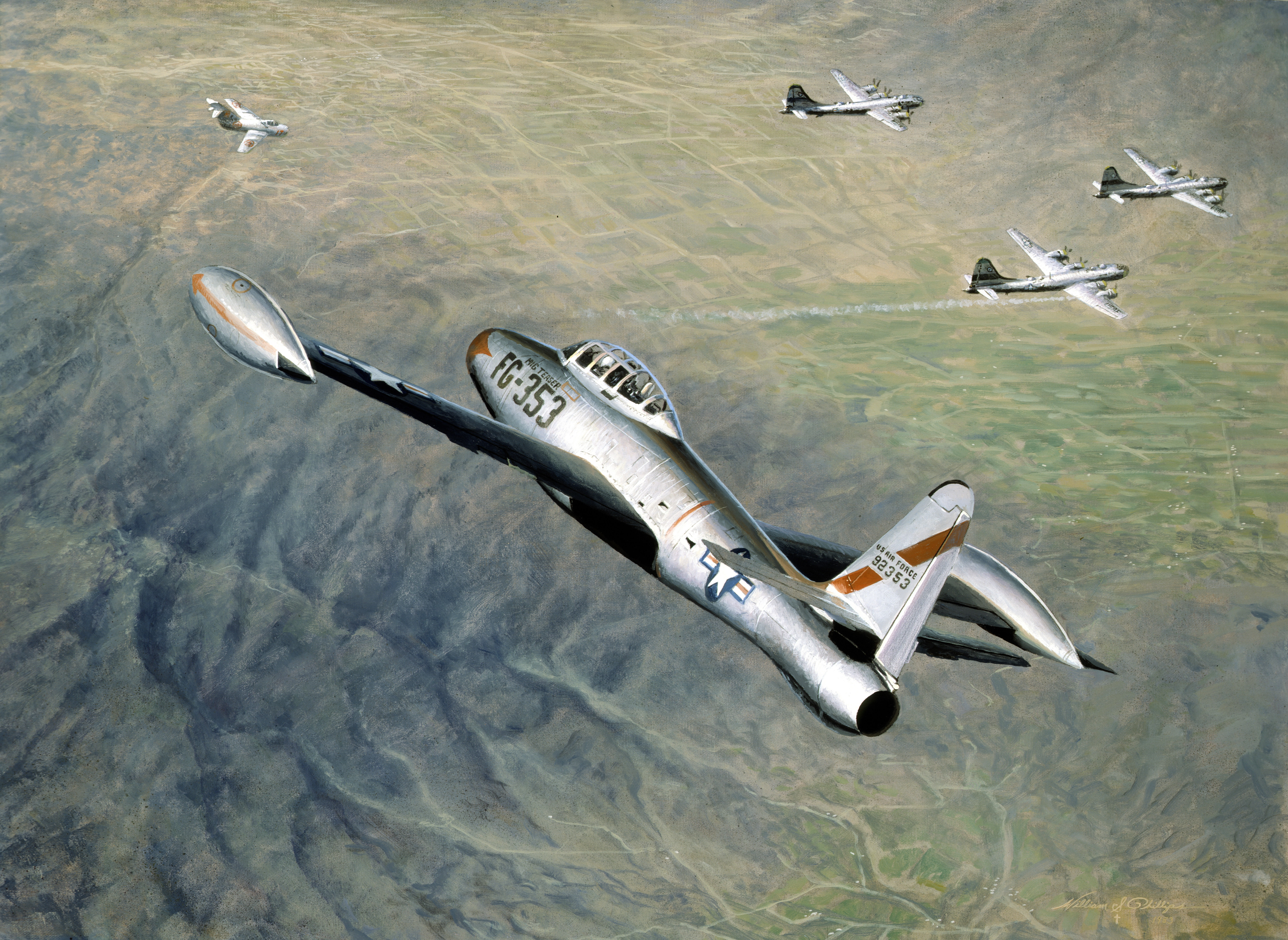 (U.S. AIR FORCE), aircraft, andquot;Superfortressandquot;, The MiG-15, fighters, Lockheed, 5K, F-80 Shuting Old, (AIR FORCE KOREA), The Korean war, HD Wallpaper