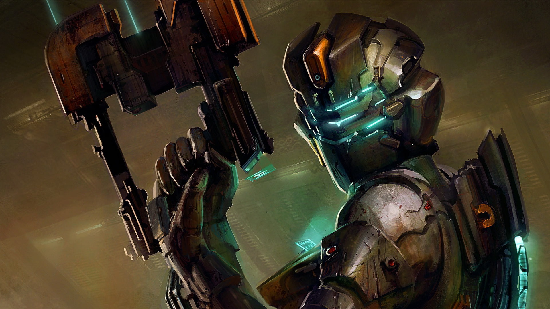 weapons, digital, warrior, digital art, space, mask, 1080P, dead space, games, man, fighter, iron, art, dead, armor, HD Wallpaper