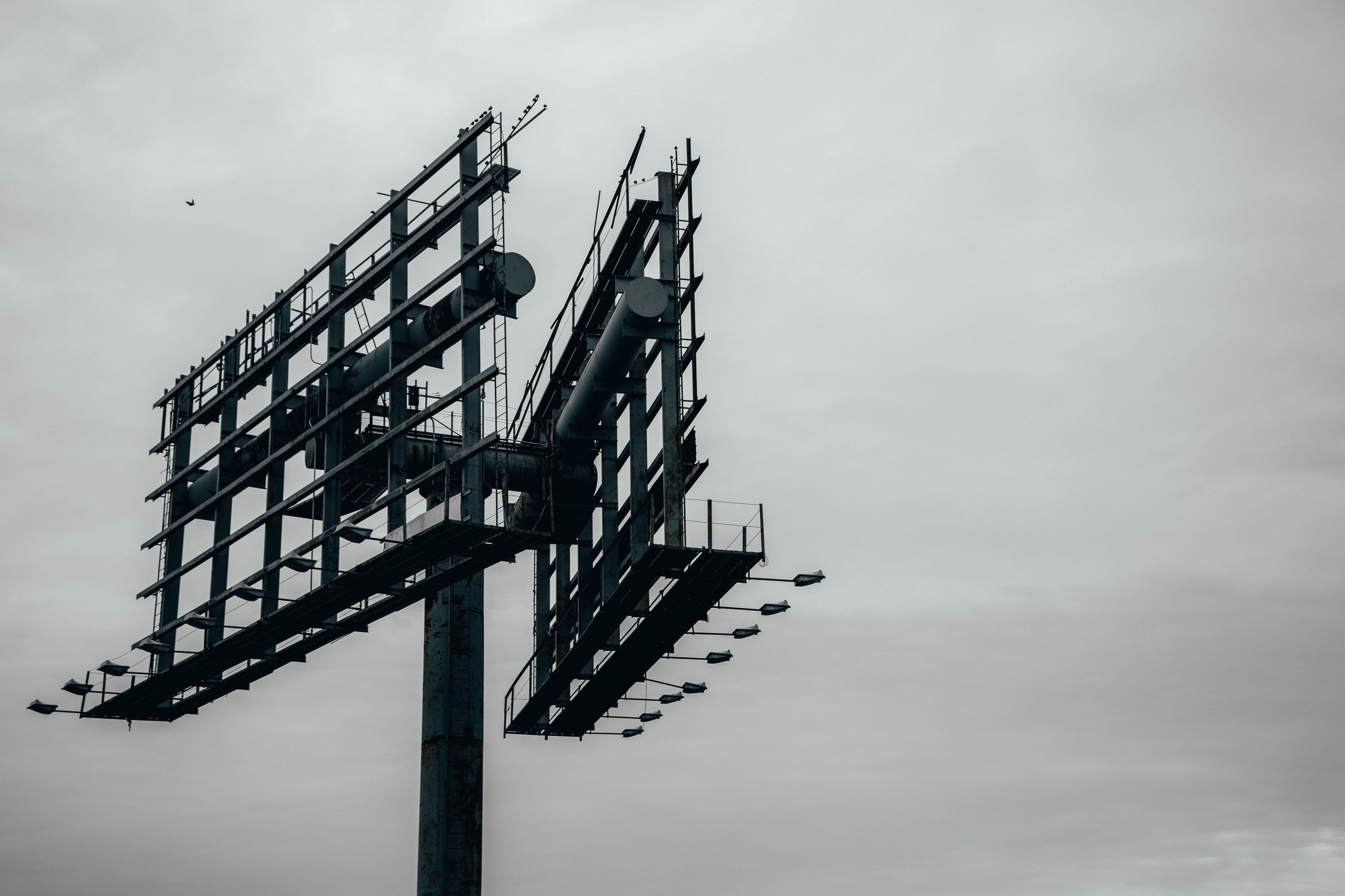 overcast, architecture, lighting equipment, antenna - aerial, pier, no people, cloud - sky, port, connection, low angle view, electric transmission tower, HD Wallpaper