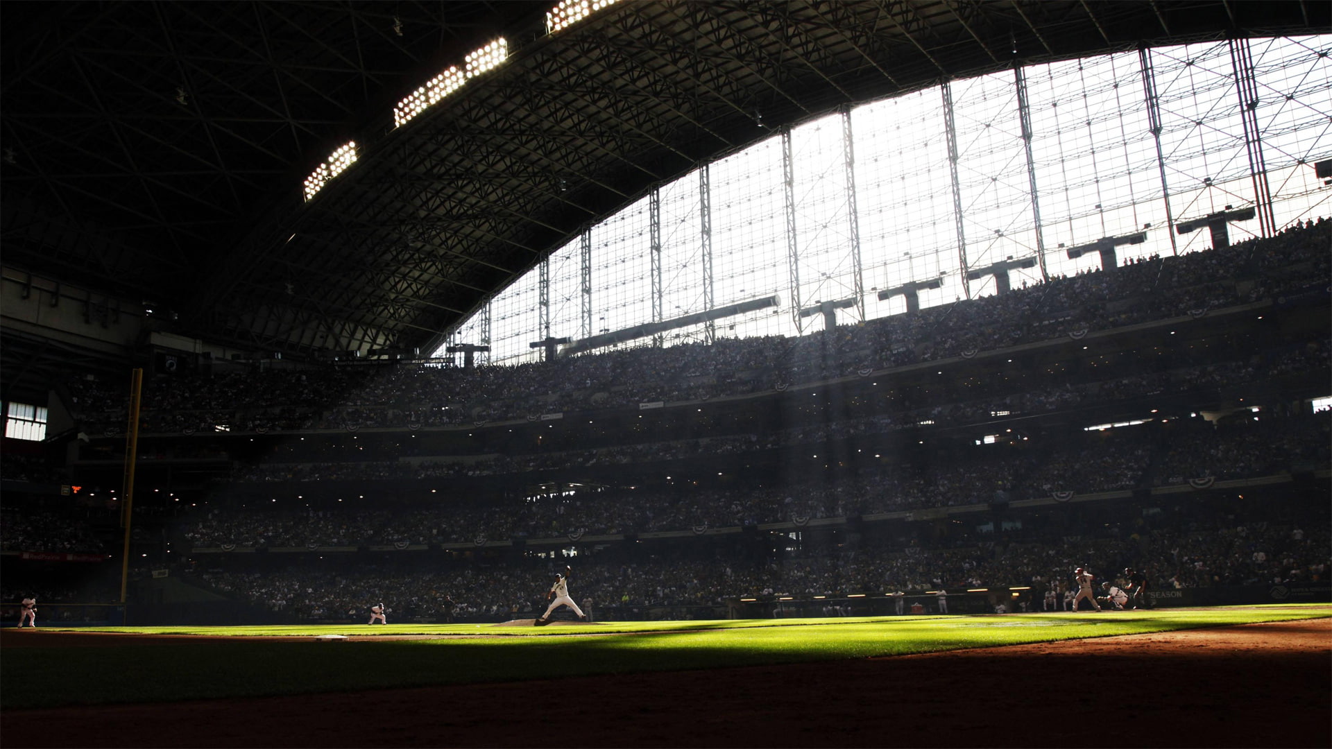 hd, arizona diamondbacks, baseball, game, milwaukee brewers, wisconsin, 1080P, milwaukee, miller, landscape, park, field, yovani gallardo, HD Wallpaper