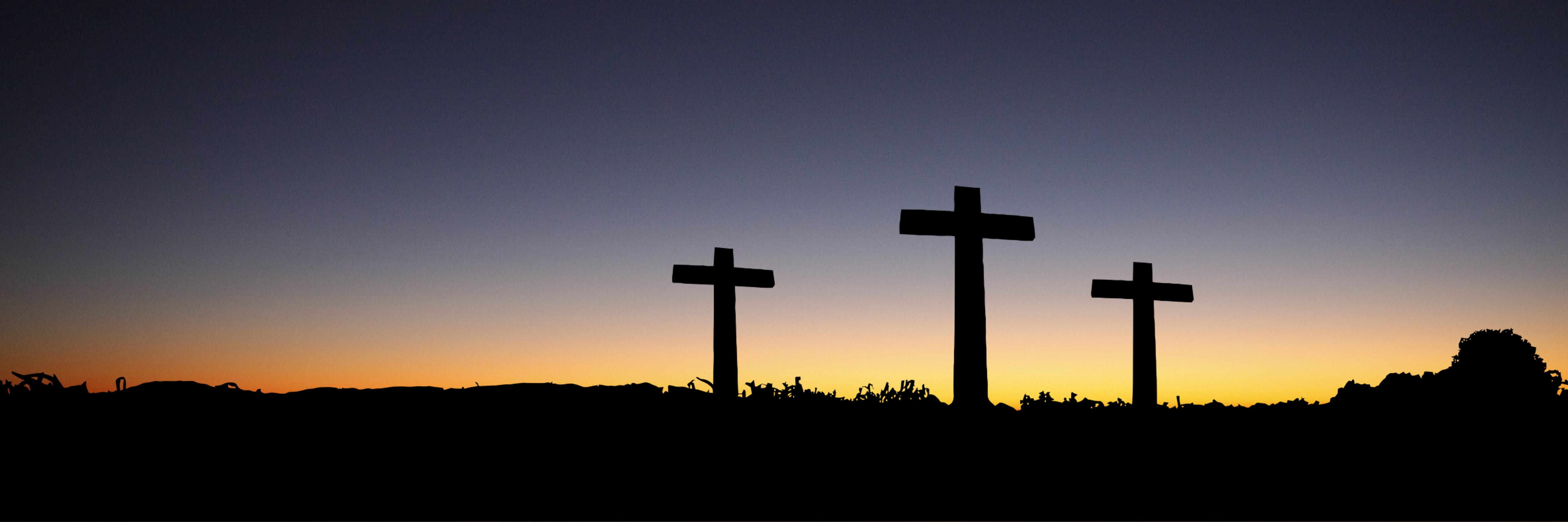night, outdoors, cross, view, landscape, nature, sunrise, dramatic sky, sky, no people, floodlit, tranquil scene, belief, sunset, 4K, religion, cross shape, HD Wallpaper