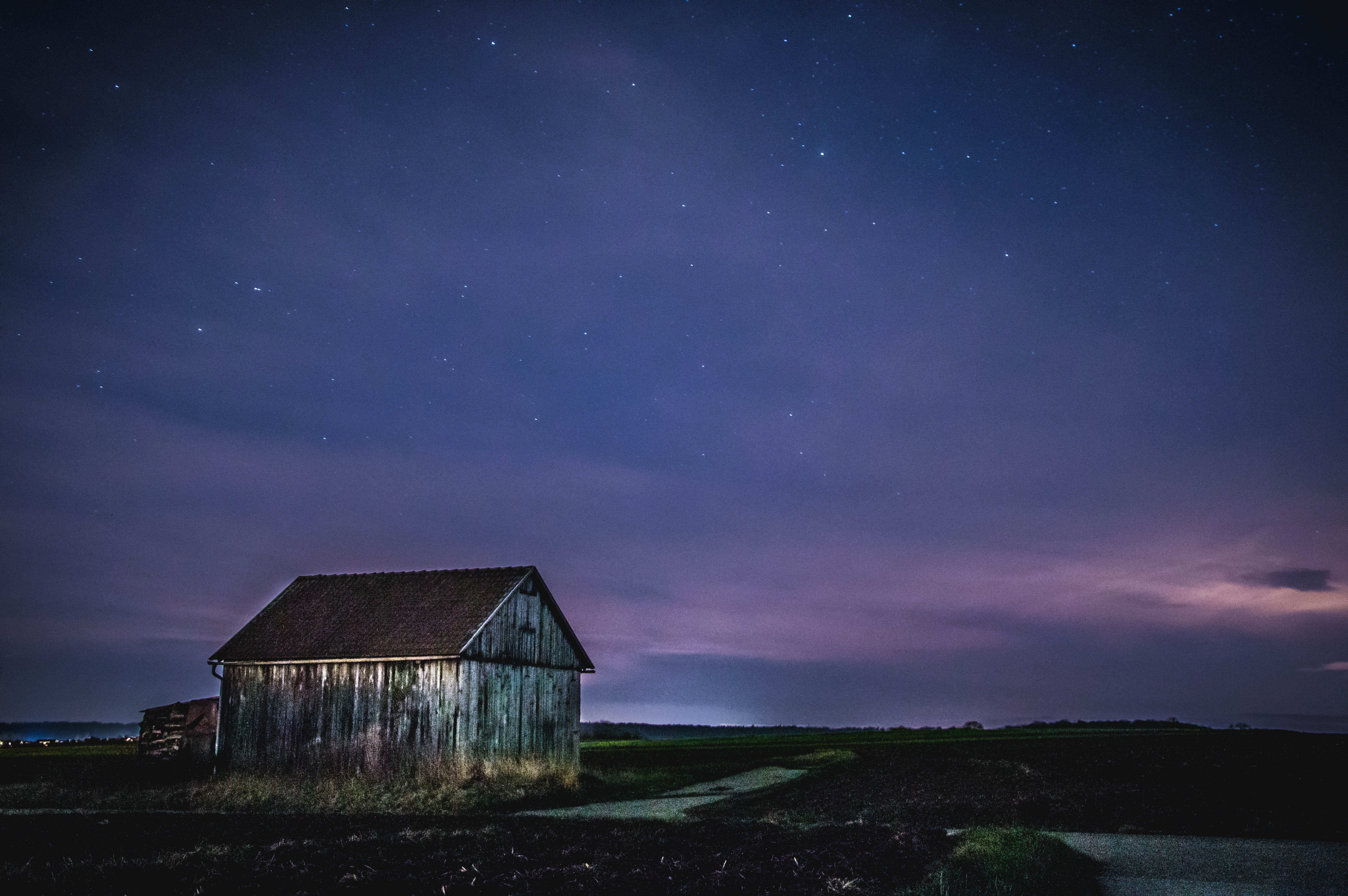 tranquility, 5K, stars, environment, blue, hut, architecture, scenics - nature, landscape, building, building exterior, no people, astronomy, built structure, HD Wallpaper
