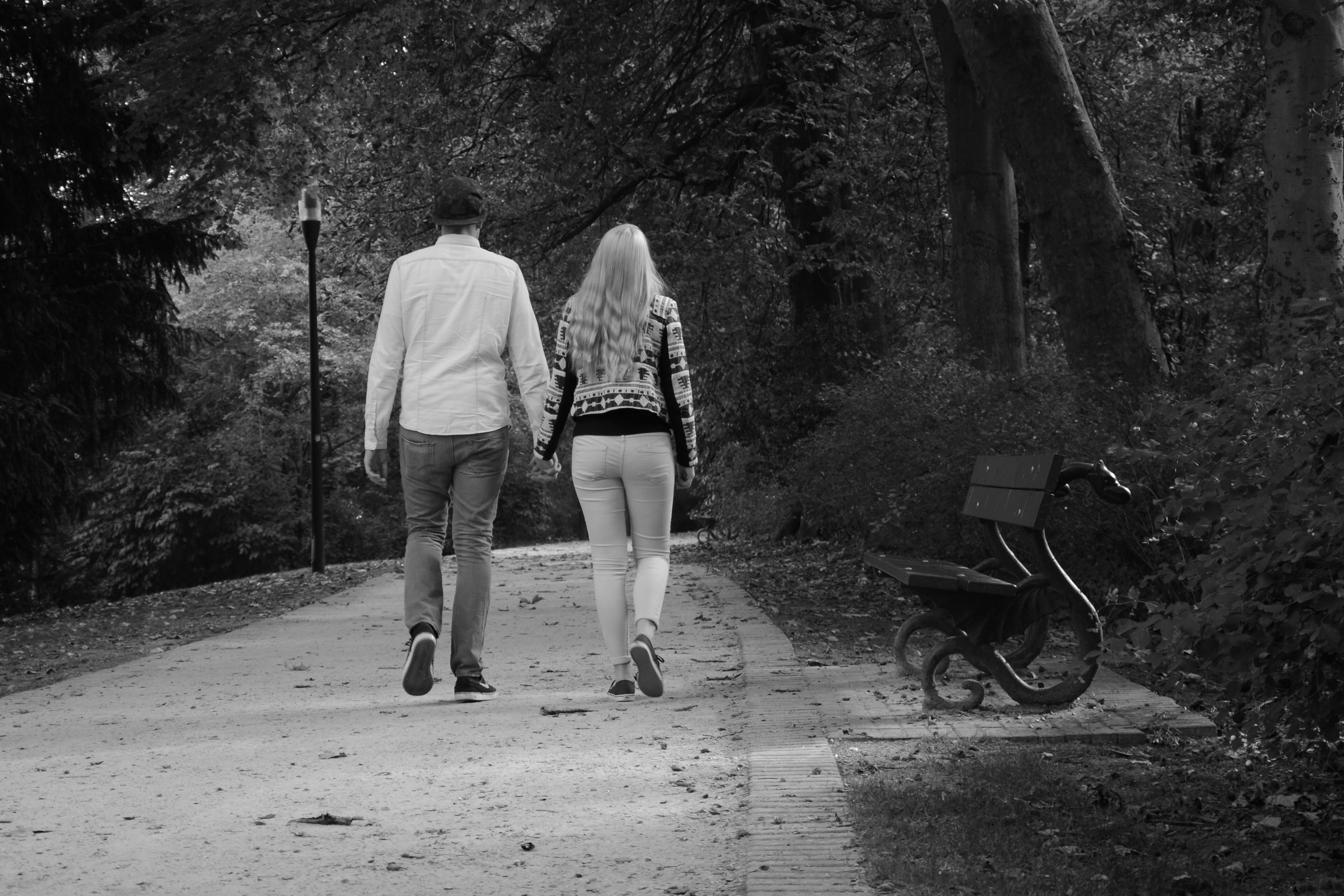 real people, rear view, monochrome, nature, spring, plant, people, adult, lifestyles, darkness, full length, transportation, white, photograph, black and white, HD Wallpaper