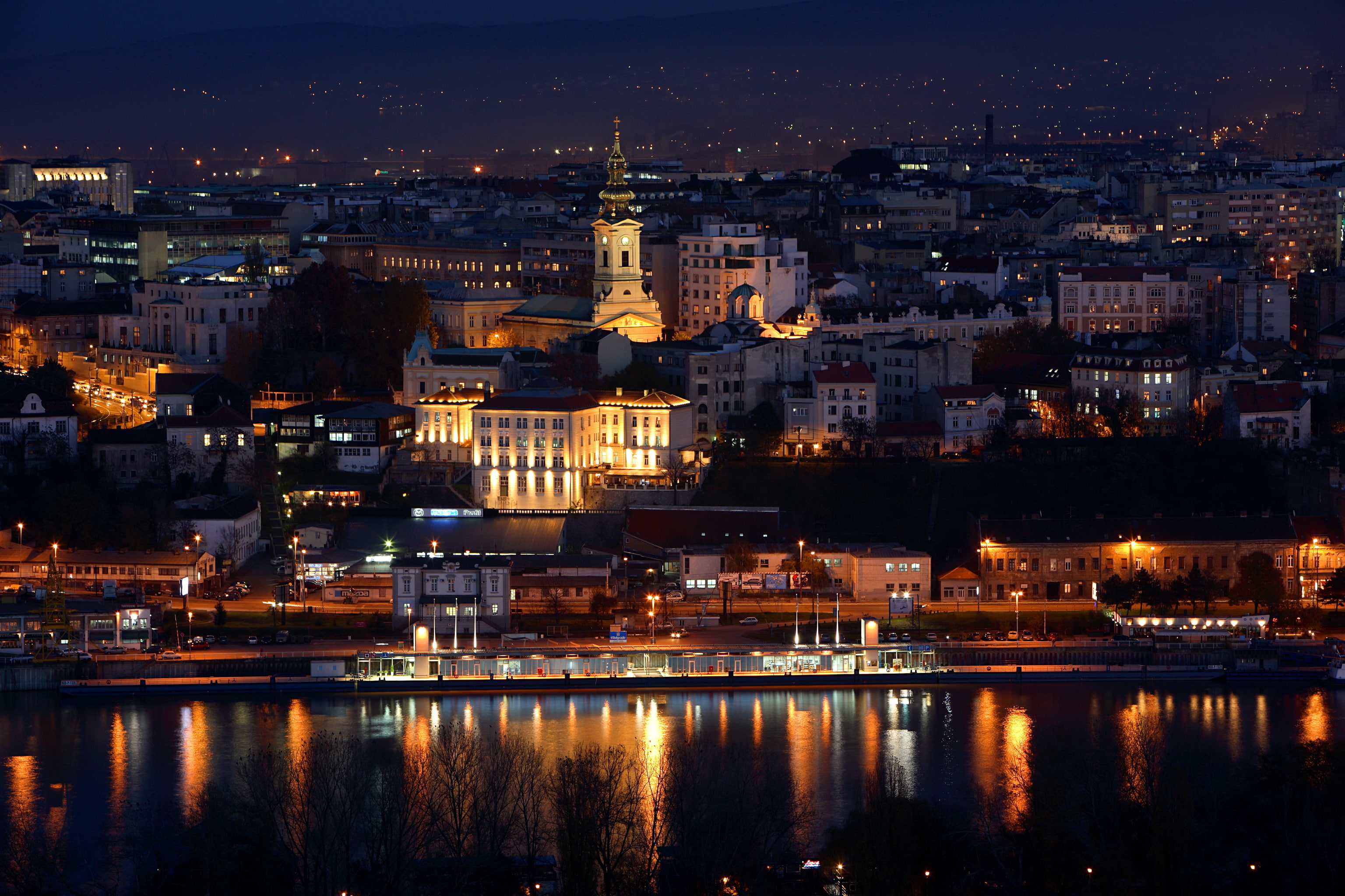 cities, 2K, serbia, beograd, night, houses, HD Wallpaper