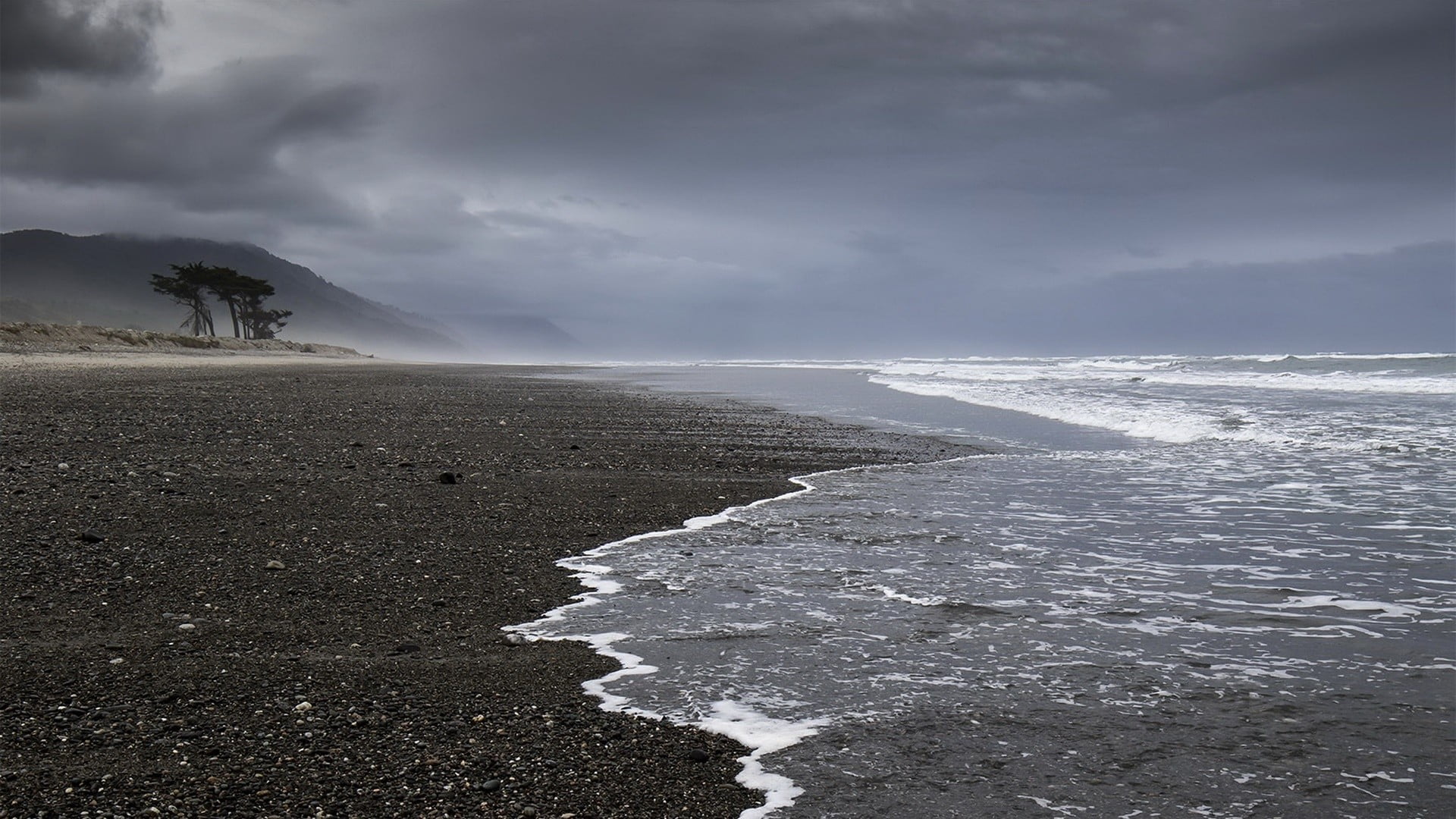 environment, beauty in nature, nature, 1080P, land, no people, wave, body, sea, storm, cloud - sky, power in nature, water, sky, beach, travel destinations, HD Wallpaper