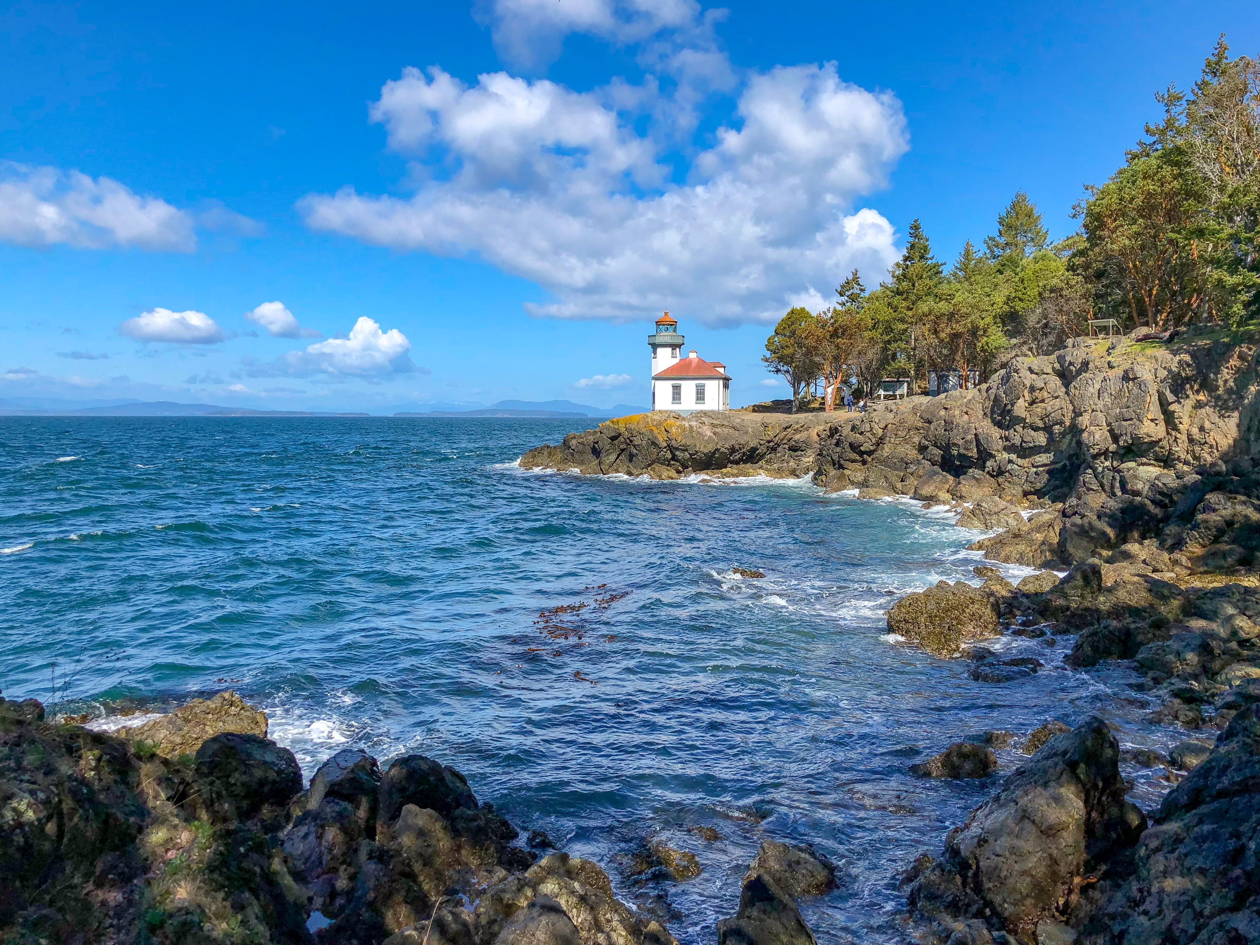 building, land, building exterior, beautiful, architecture, united states, guidance, rock, 4K, beauty in nature, day, lighthouse, sanjuan, scenics - nature, HD Wallpaper