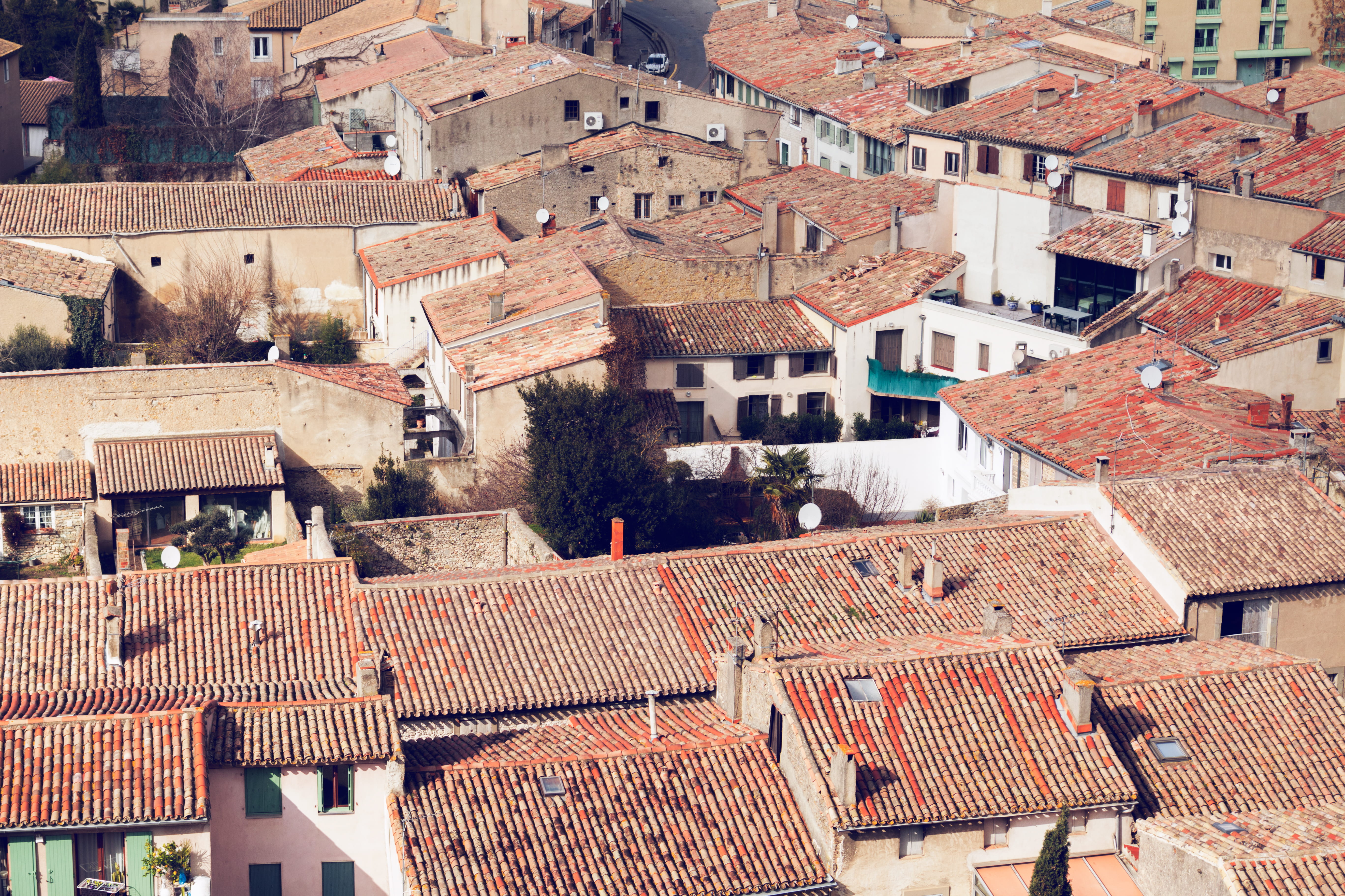 house, roof tiles, building, roof tile, community, architecture, houses, nature, roof, built structure, residential district, human settlement, 5K, city, HD Wallpaper