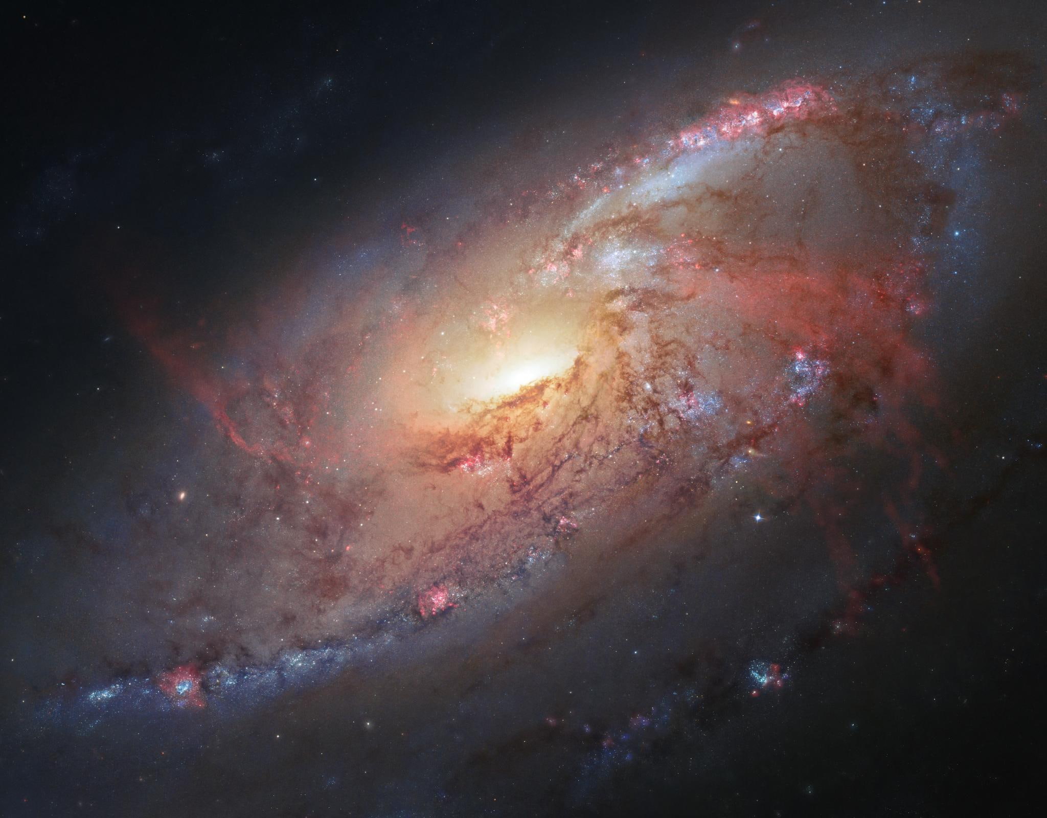 Spiral galaxy, stars, M106, NASA Goddard Space Flight Center, Hubble Space Telescope, 1080P, space, HD Wallpaper