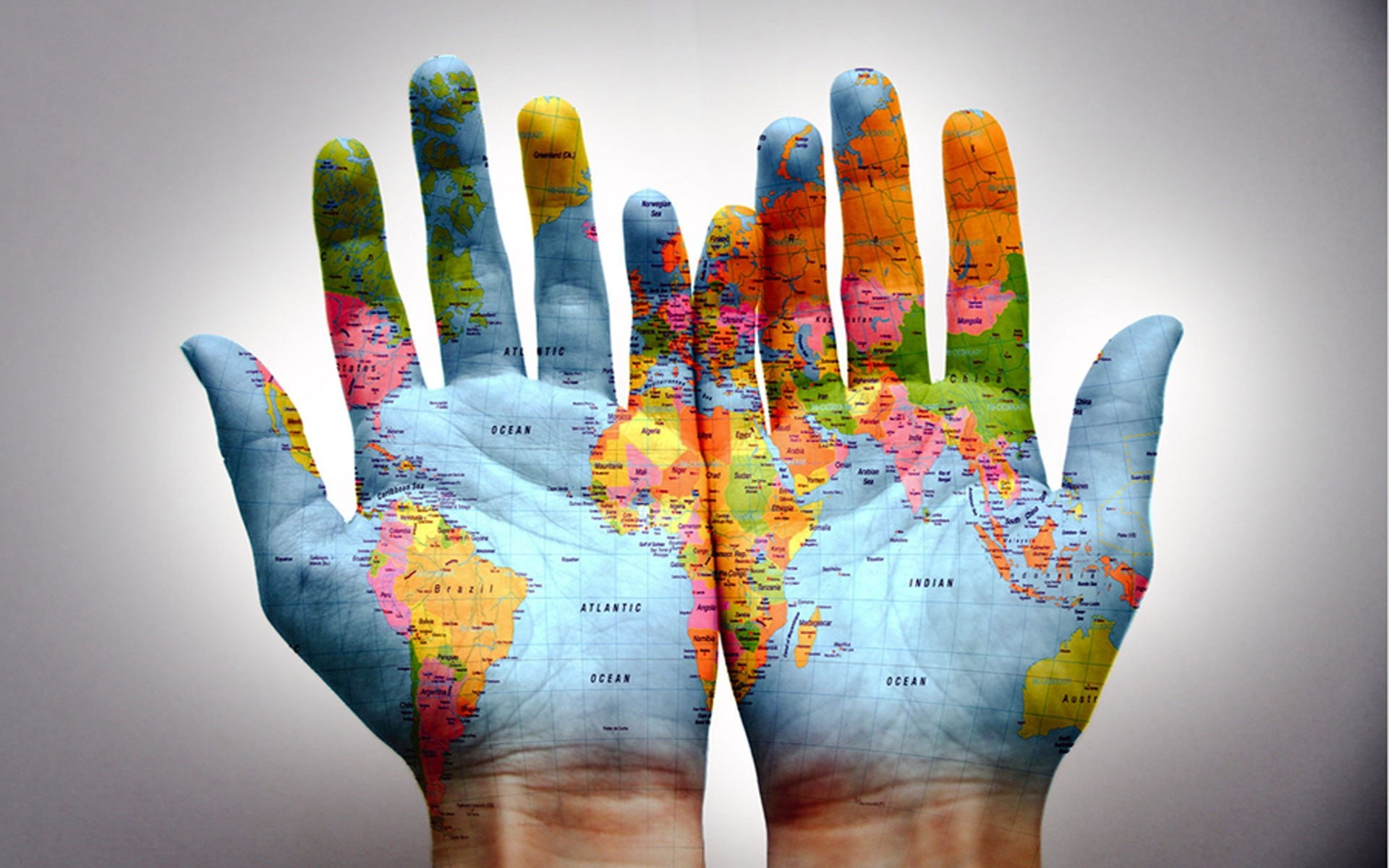 worldmap, world, creative, 1080P, hands, HD Wallpaper
