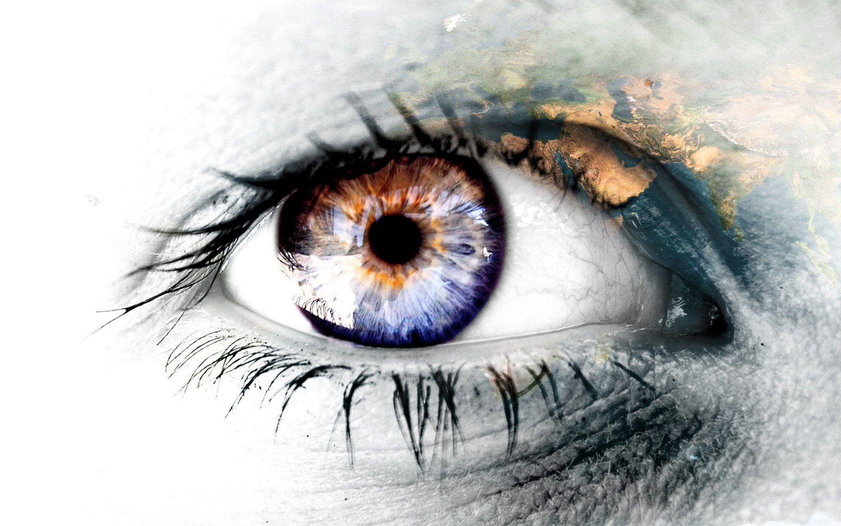 720P, worldmap, maps, manipulation, earth, abstract, eyes, photo, HD Wallpaper
