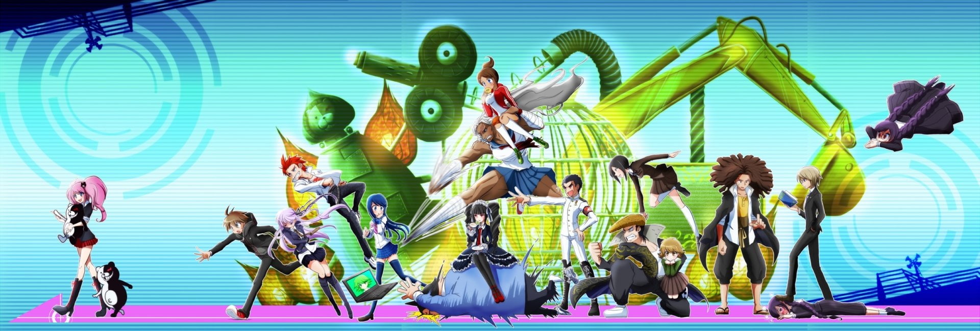 Sayaka Maizono, Junko Enoshima, Kiyotaka Ishimaru, Alter Ego (Danganronpa), Yasuhiro Hagakure, Leon Kuwata, Aoi Asahina, Sakura Ōgami, Monokuma (Danganronpa), HD Wallpaper