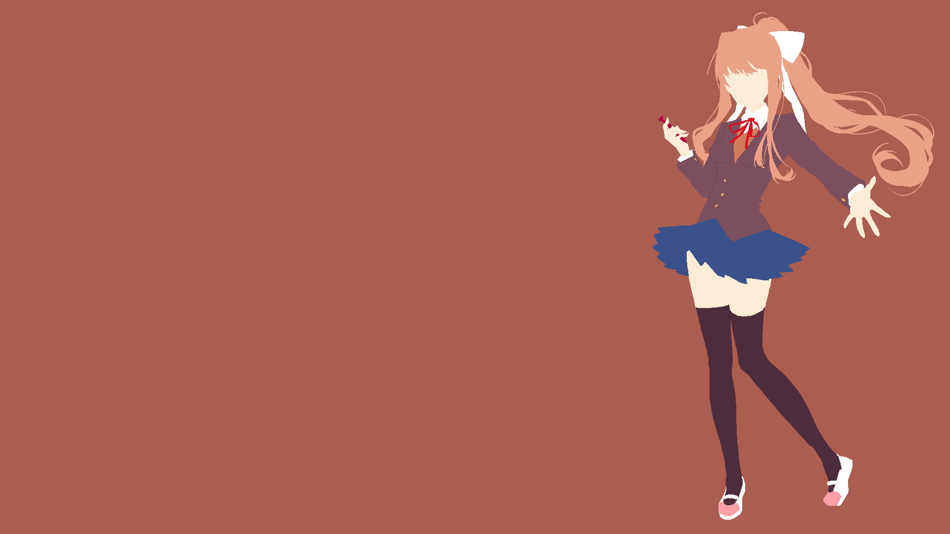 indoors, arms raised, lifestyles, vitality, hand raised, red, standing, 1080P, young women, adult, young adult, nature, Monika (Doki Doki Literature Club), HD Wallpaper