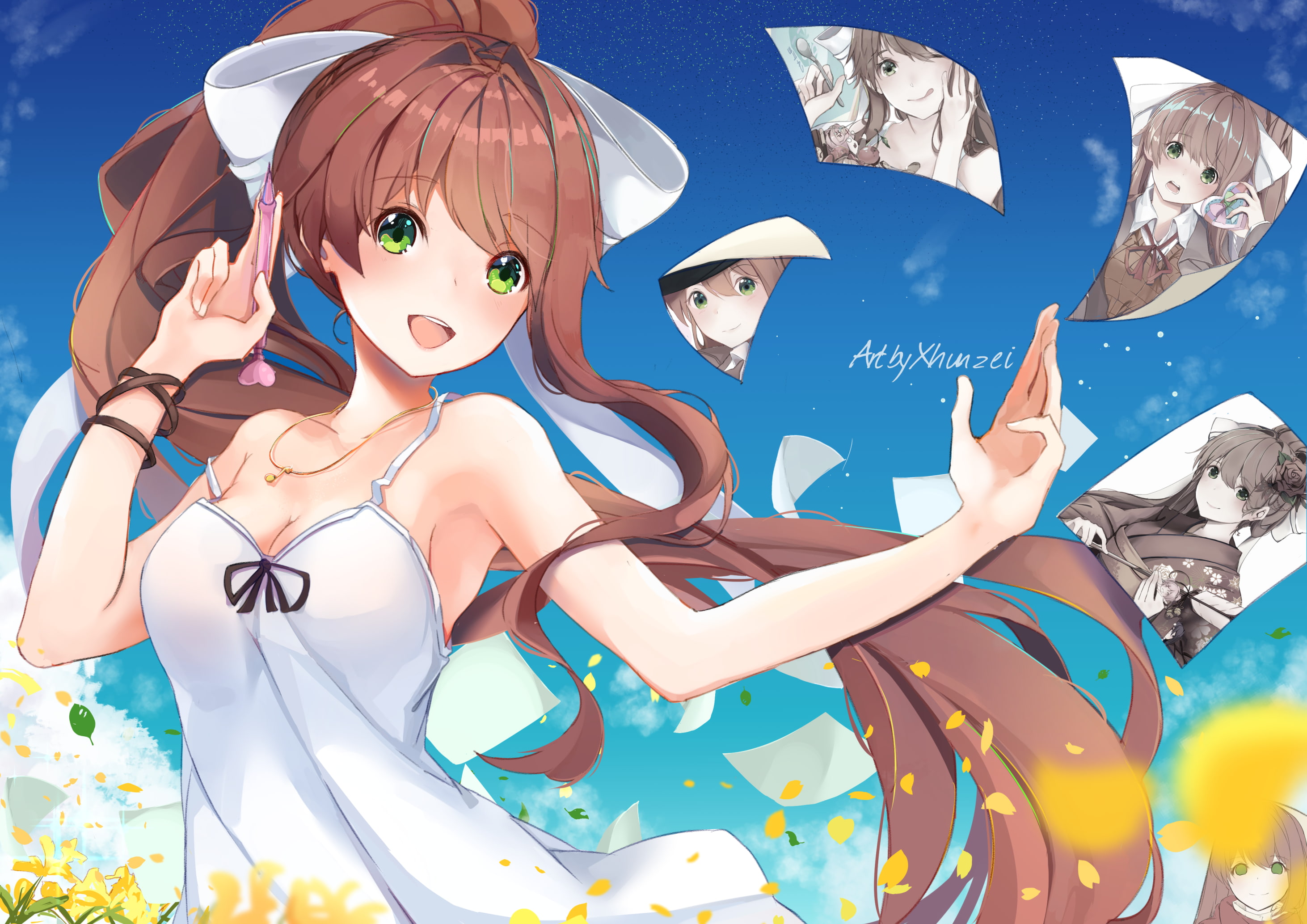 anime girls, Doki Doki Literature Club, 2K, Monika (Doki Doki Literature Club), visual novel, HD Wallpaper