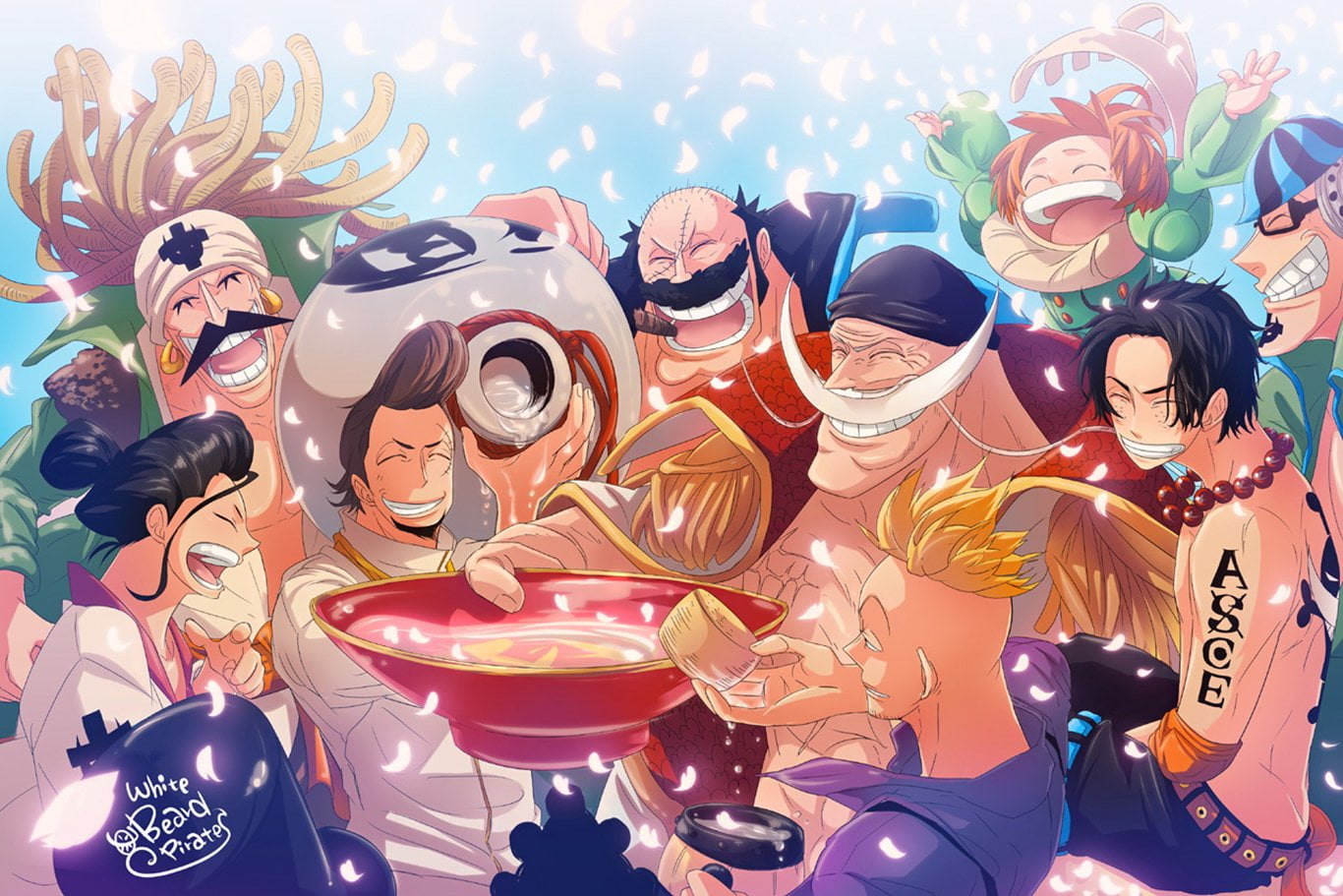 Portgas D. Ace, Anime, table, large group of objects, representation, Curiel (One Piece), day, high angle view, multi colored, disguise, 720P, Fossa (One Piece), HD Wallpaper