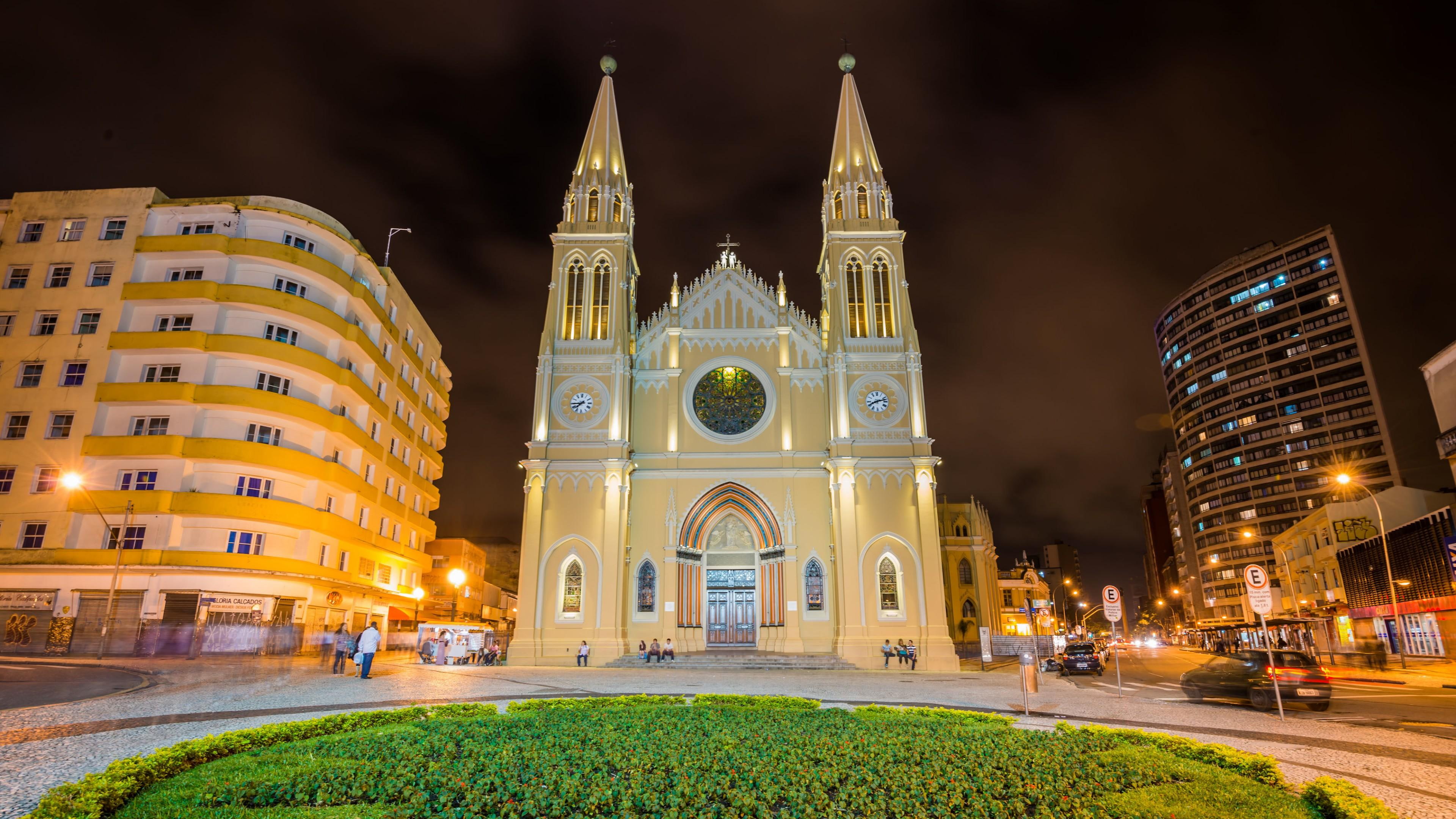 4K, parana, brazil, curitiba, city, church, HD Wallpaper
