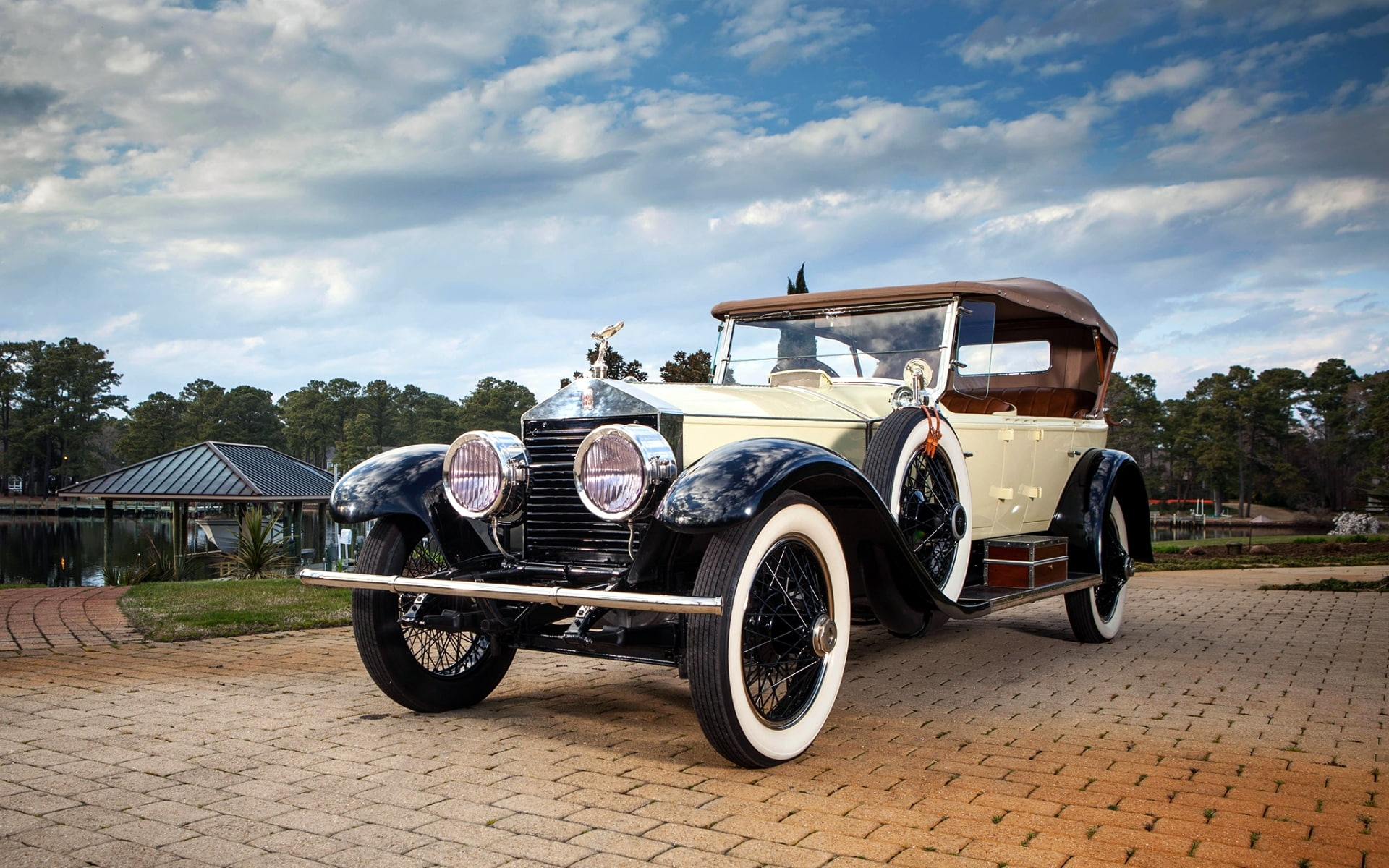 Silver Ghost, 1080P, 1923, the front, the sky, 40/50, Pall Mall Tourer, Rolls-Royce, HD Wallpaper