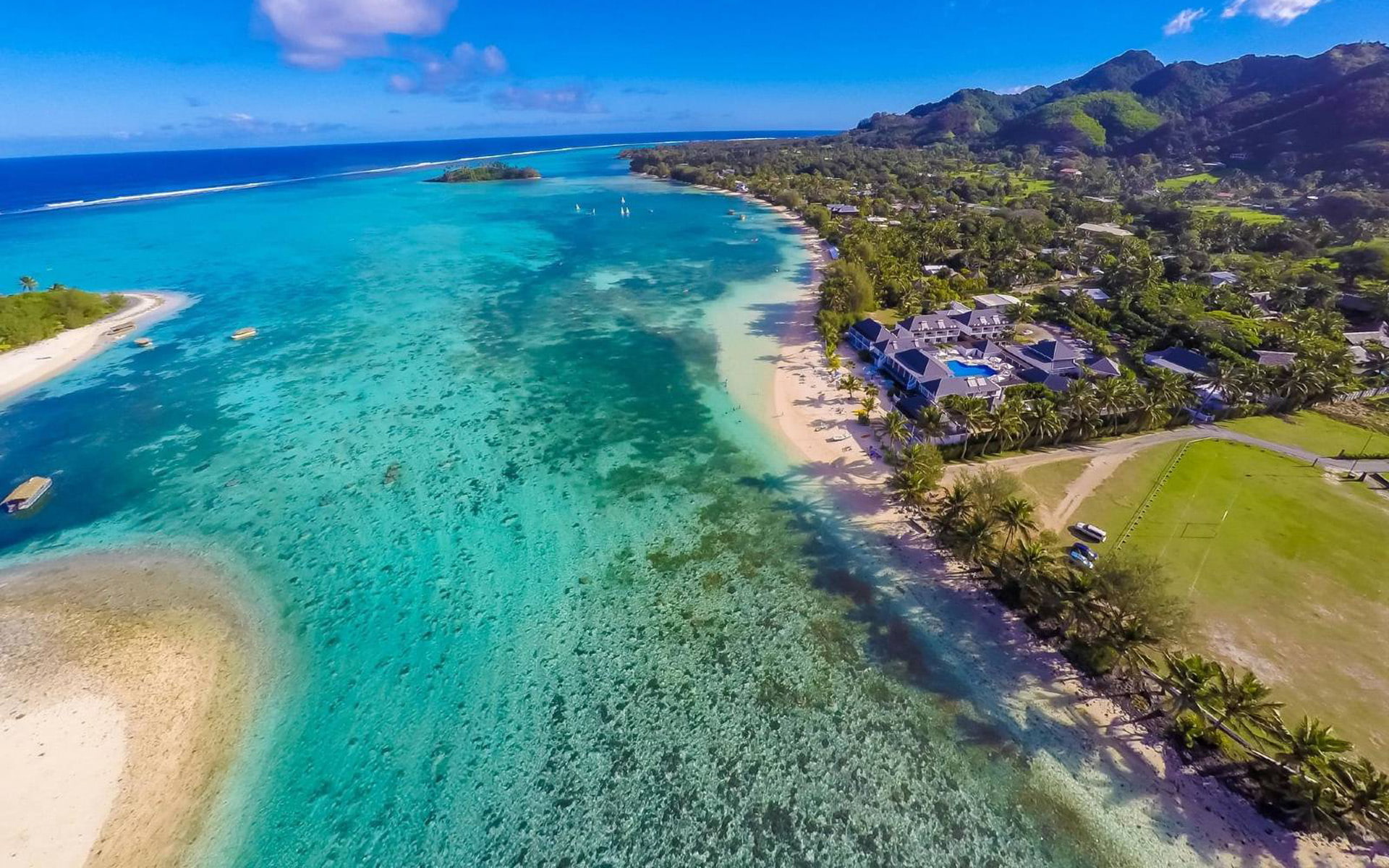  mobile, australia, club, cook, pc, beach, hd, pacific, islands, muri, pictures, south, view, desktop, 1080P, rarotonga, aerial, tablet, HD Wallpaper