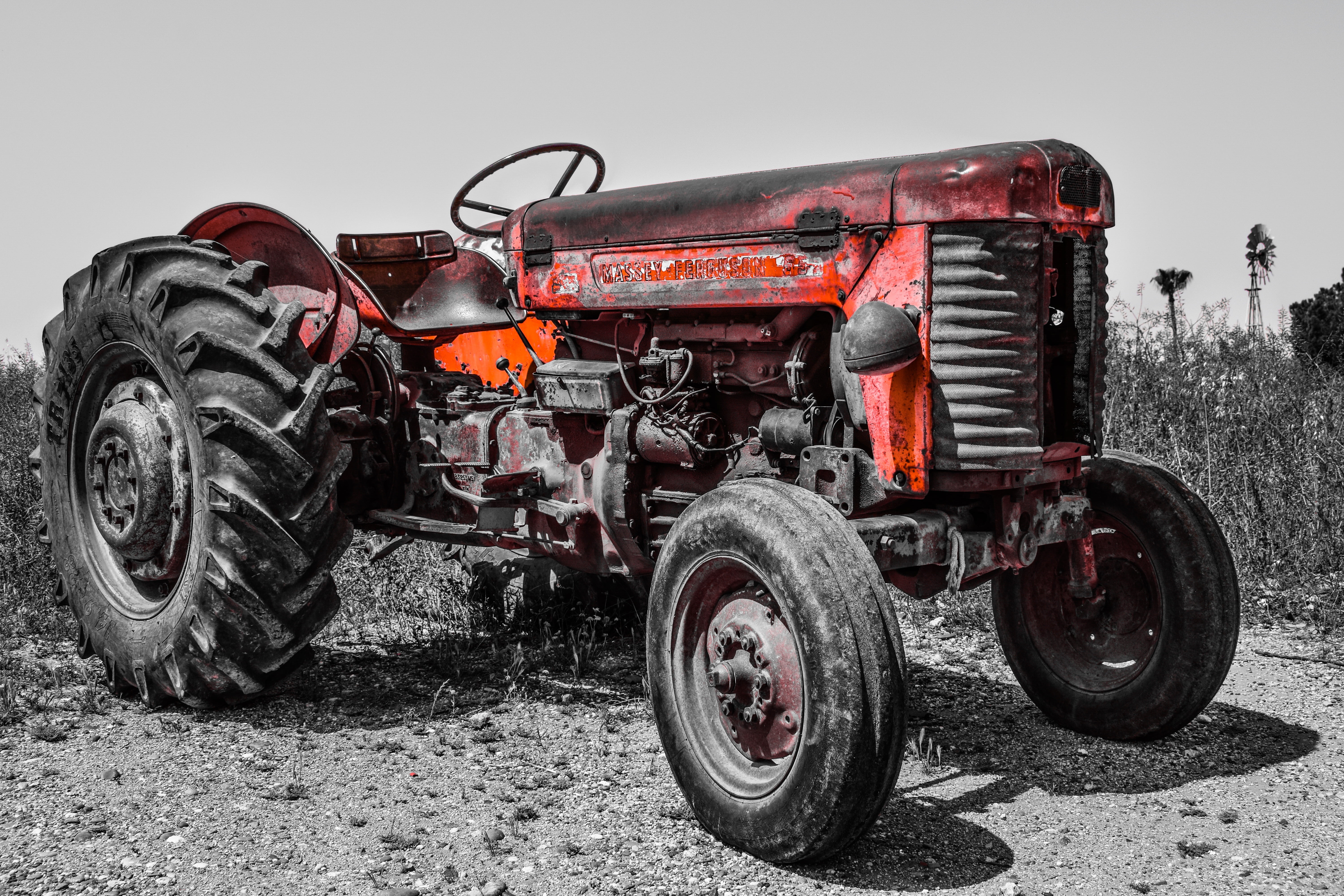 farm, day, ruined, agriculture, rusted, antique, transportation, only men, one man only, rural, motor vehicle, tire, aged, stationary, accidents and disasters, HD Wallpaper